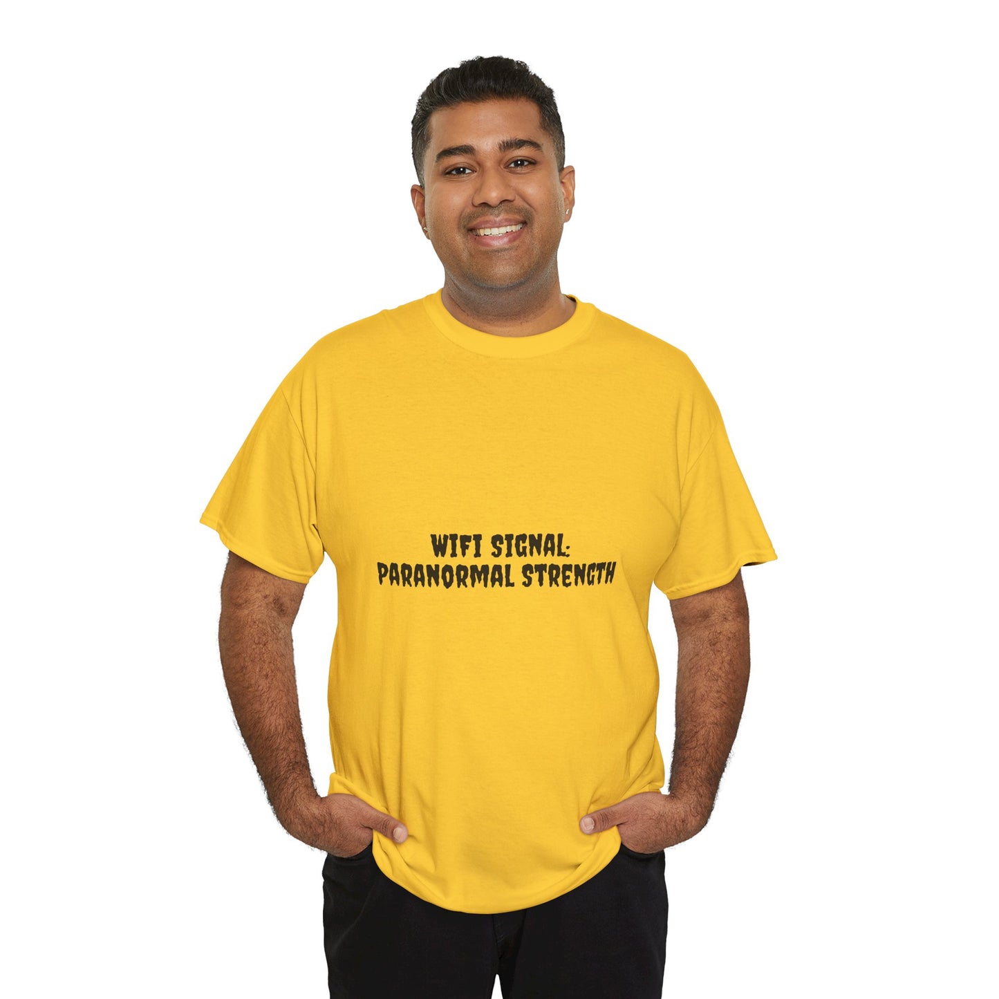 Paranormal Strength Tee, Unisex Heavy Cotton Tee, Funny Wifi Signal T-Shirt, Humor Apparel