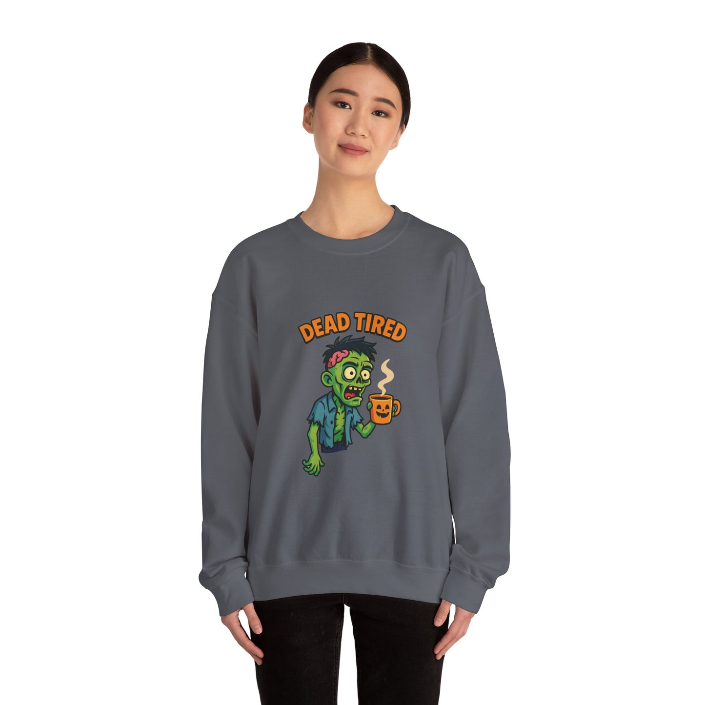 Dead Tired Zombie Sweatshirt, Funny Halloween Crewneck, Spooky Season Apparel