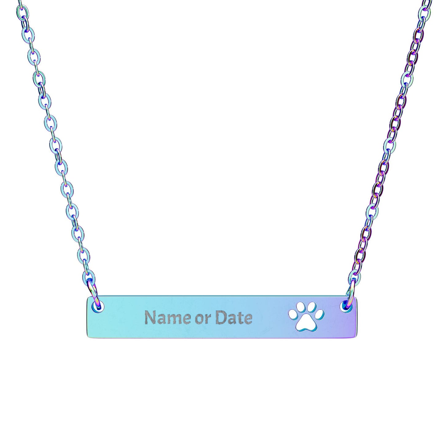 Engravable Paw Bar Necklace — Personalized Name or Date, Gift for Valentines Day | Mothers Day