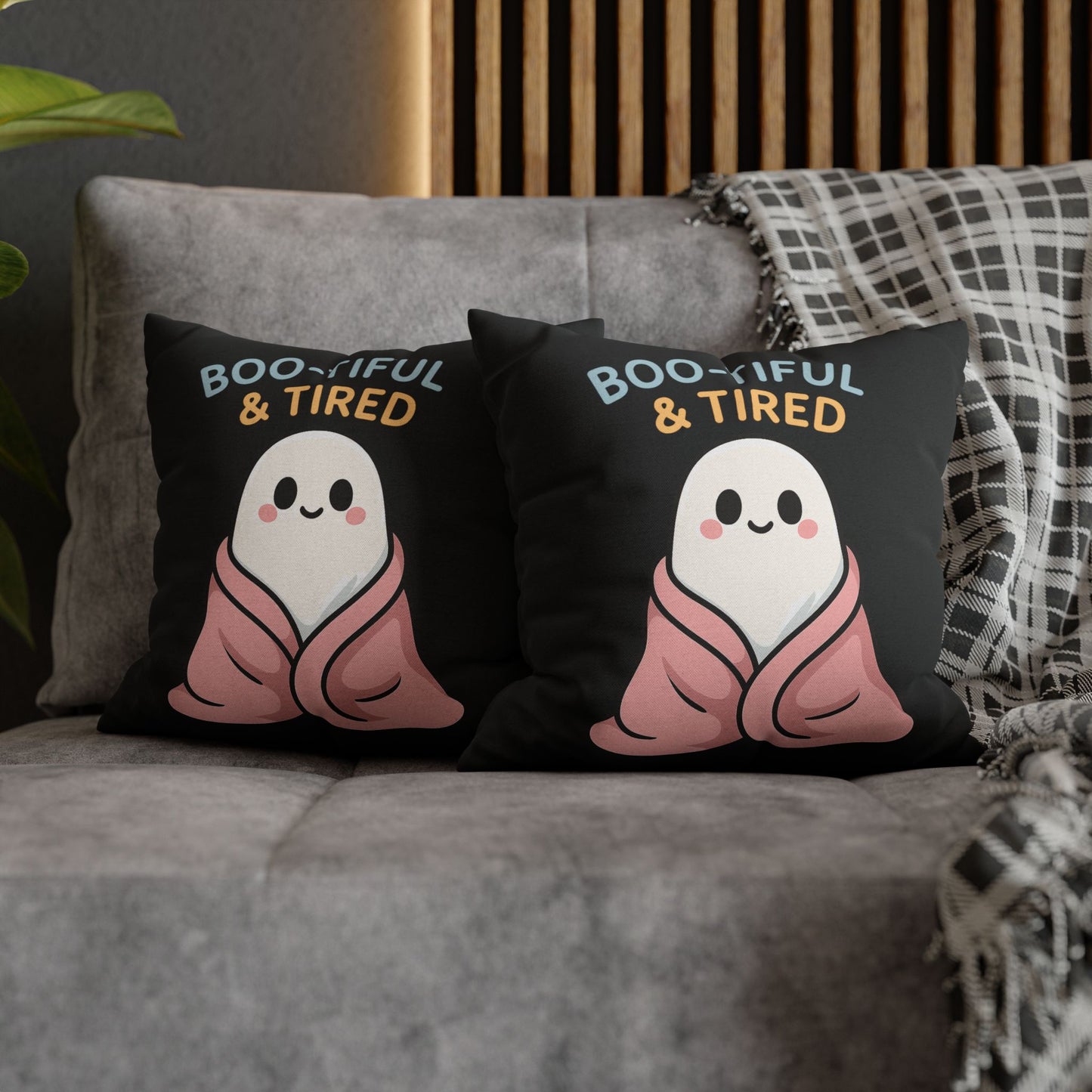 Boo-tiful & Tired Ghost Pillowcase, Halloween Home Decor