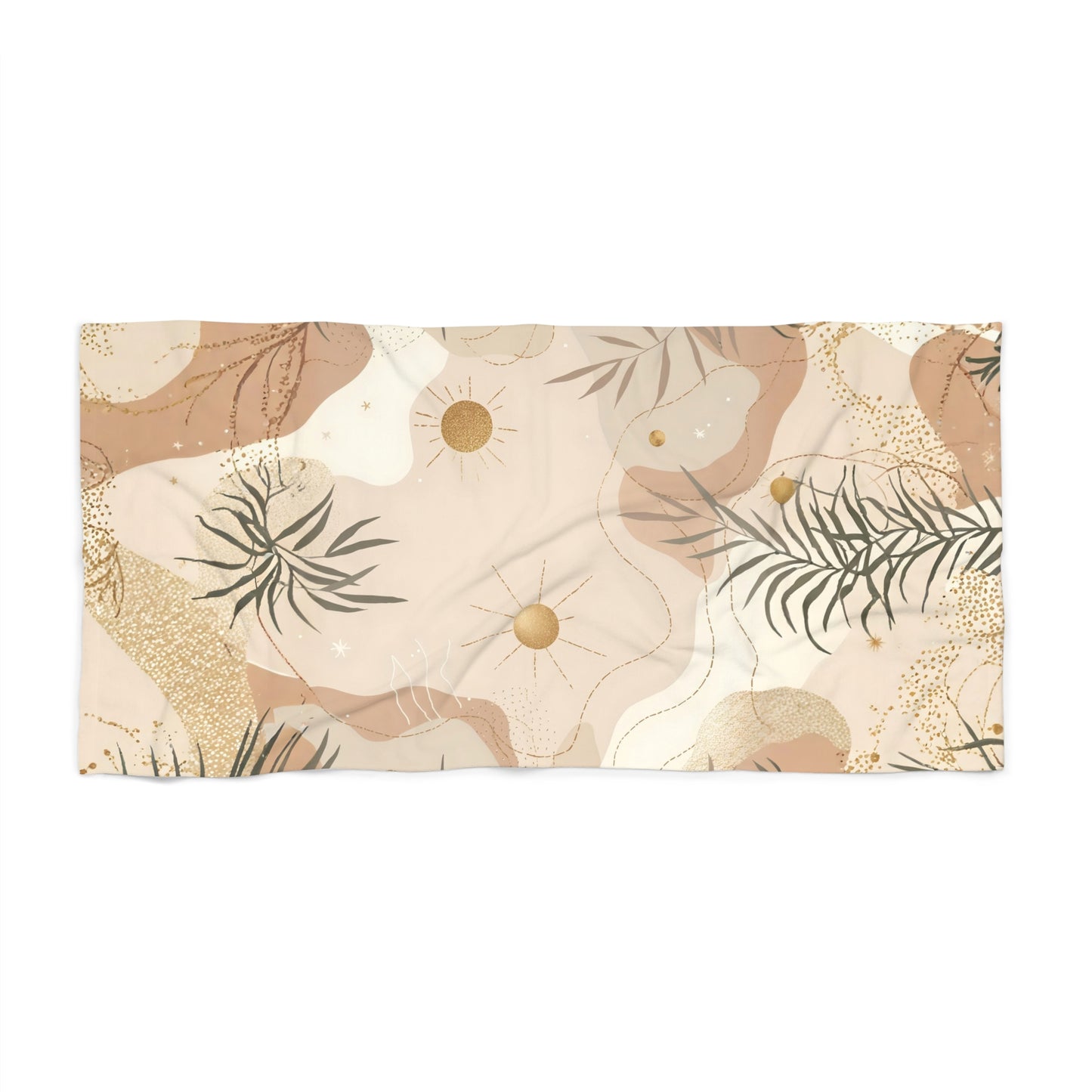 Boho Beach Towel — Neutral Abstract Palm Print