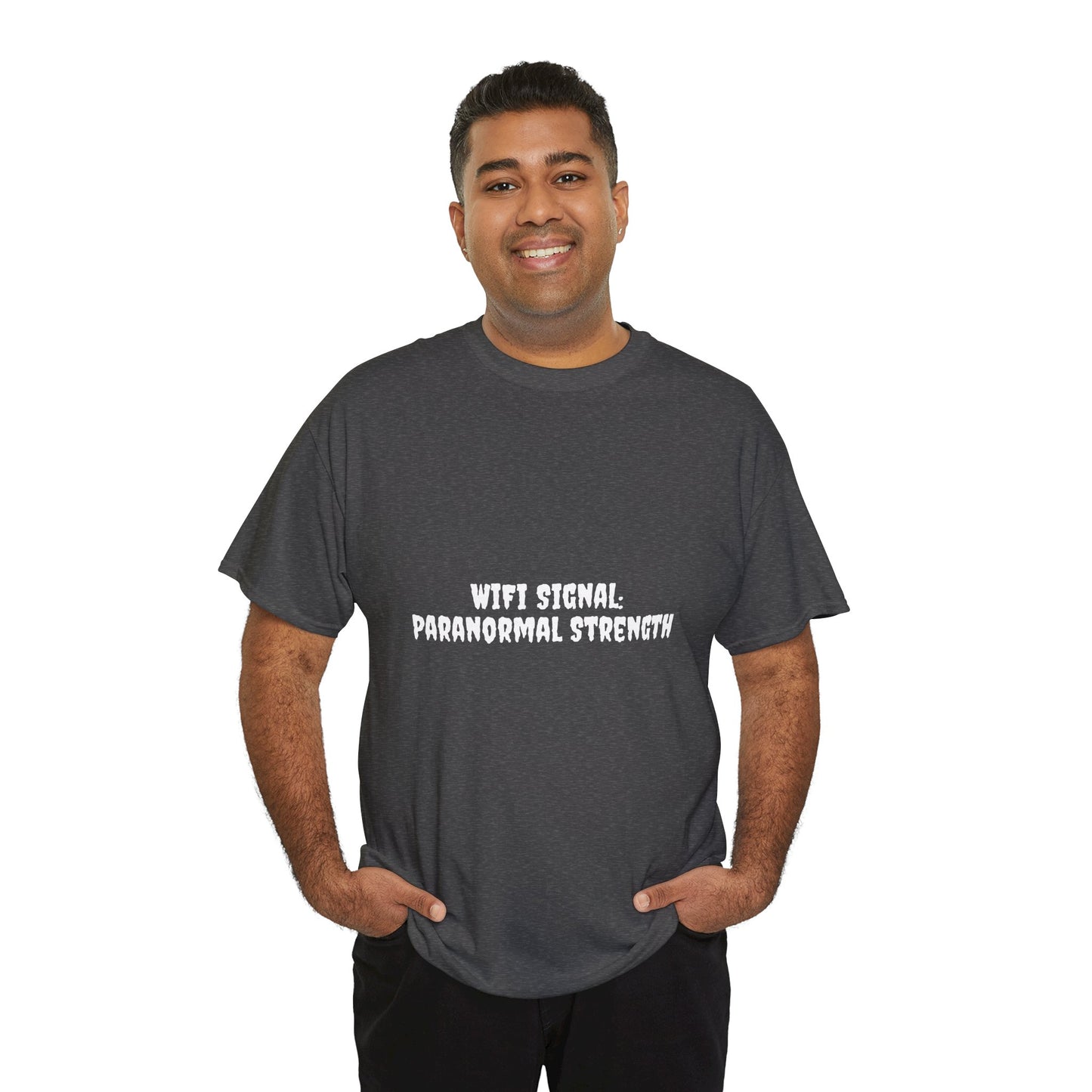 Paranormal Strength Tee, Unisex Heavy Cotton Tee, Funny Wifi Signal T-Shirt, Humor Apparel