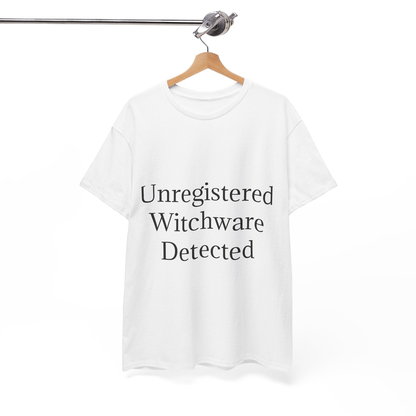 Unisex Heavy Cotton Tee - Unregistered Witchware Detected, Witchy Apparel, Halloween Tee