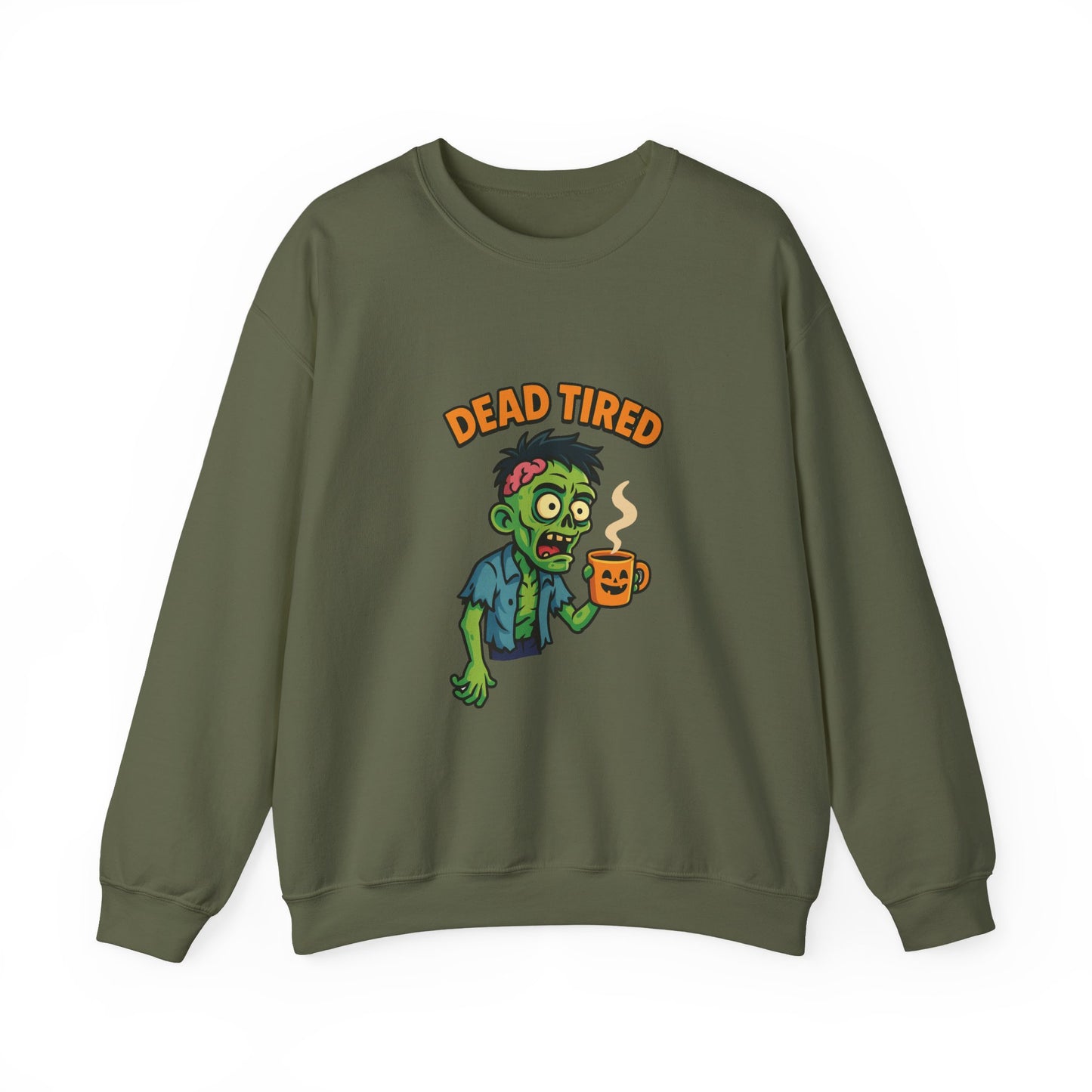 Dead Tired Zombie Sweatshirt, Funny Halloween Crewneck, Spooky Season Apparel