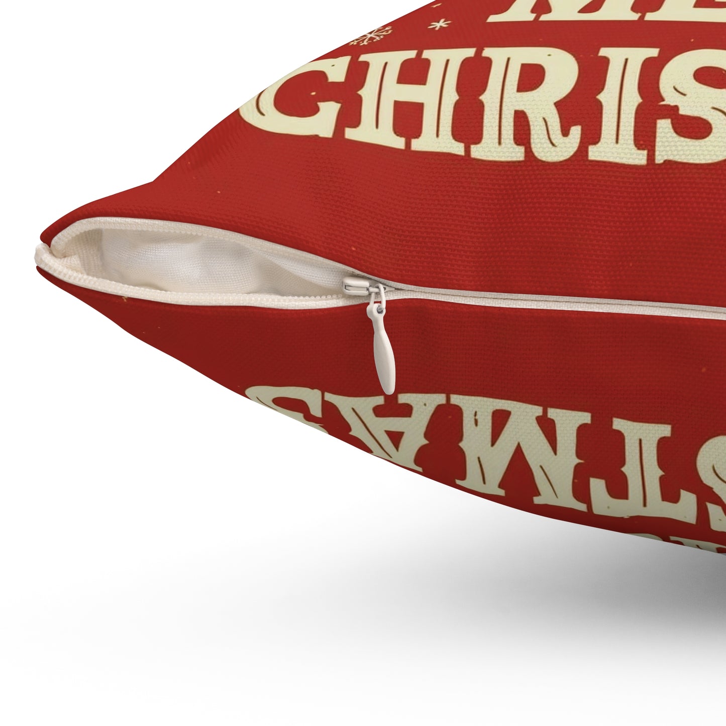 Merry Christmas Tree Throw Pillow – Festive Red Holiday Decor