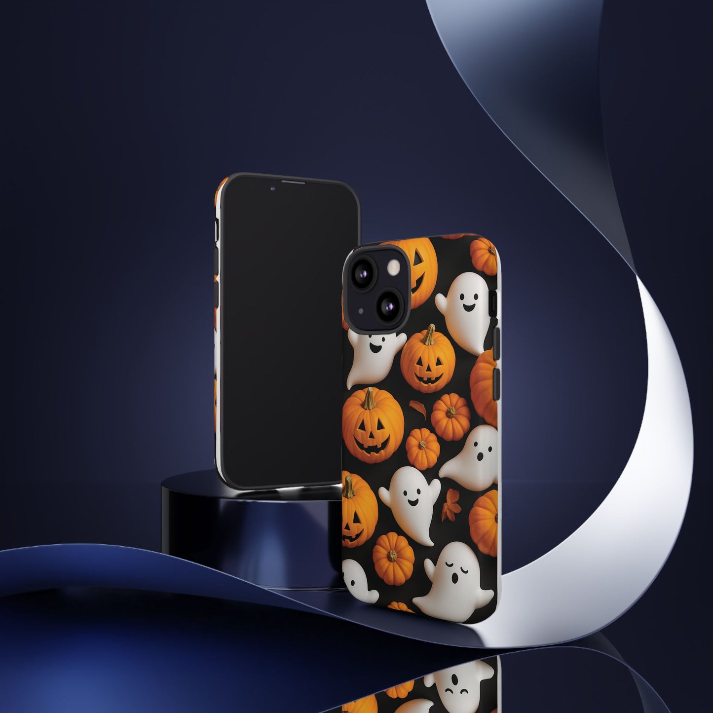 Halloween Phone Case, Spooky Ghosts and Pumpkins Design