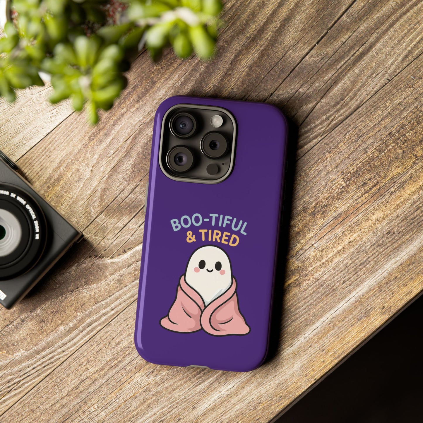 Boo-Tiful & Tired Phone Case, Halloween-Themed Design
