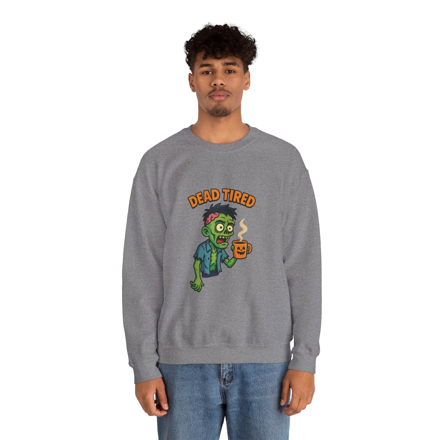 Dead Tired Zombie Sweatshirt, Funny Halloween Crewneck, Spooky Season Apparel