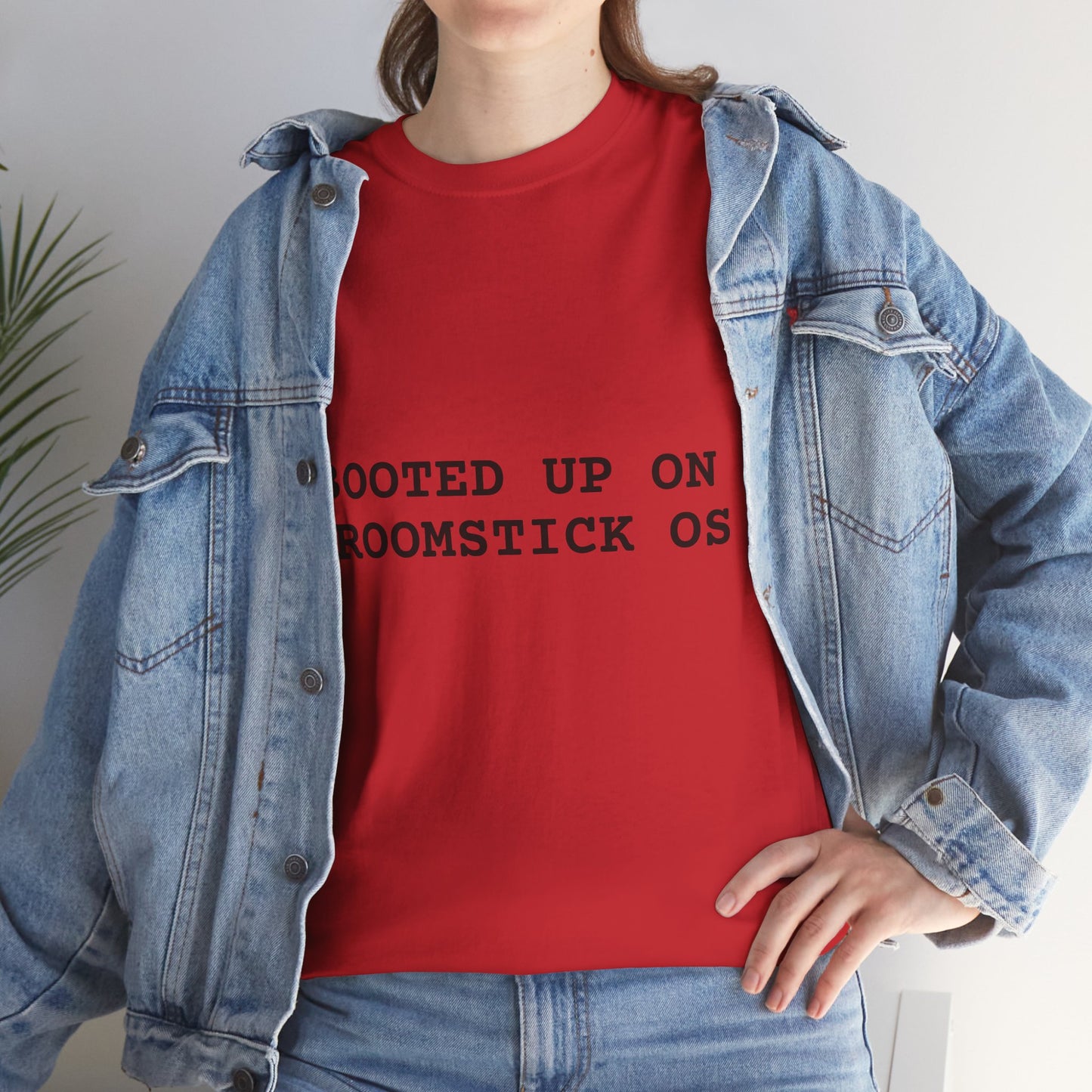 Broomstick OS Tee, Funny Graphic Tee for Tech Lovers, Unisex Cotton T-Shirt