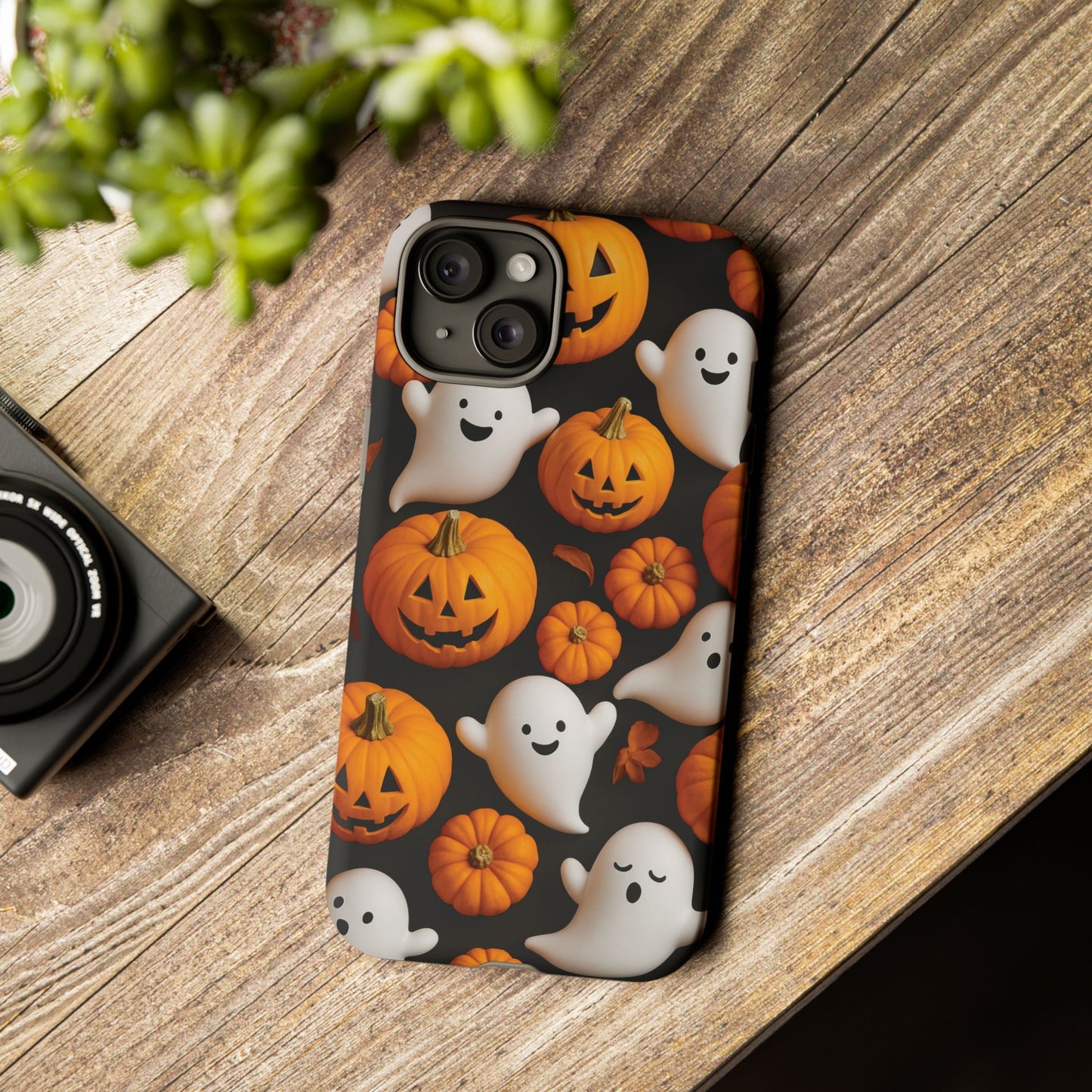 Halloween Phone Case, Spooky Ghosts and Pumpkins Design
