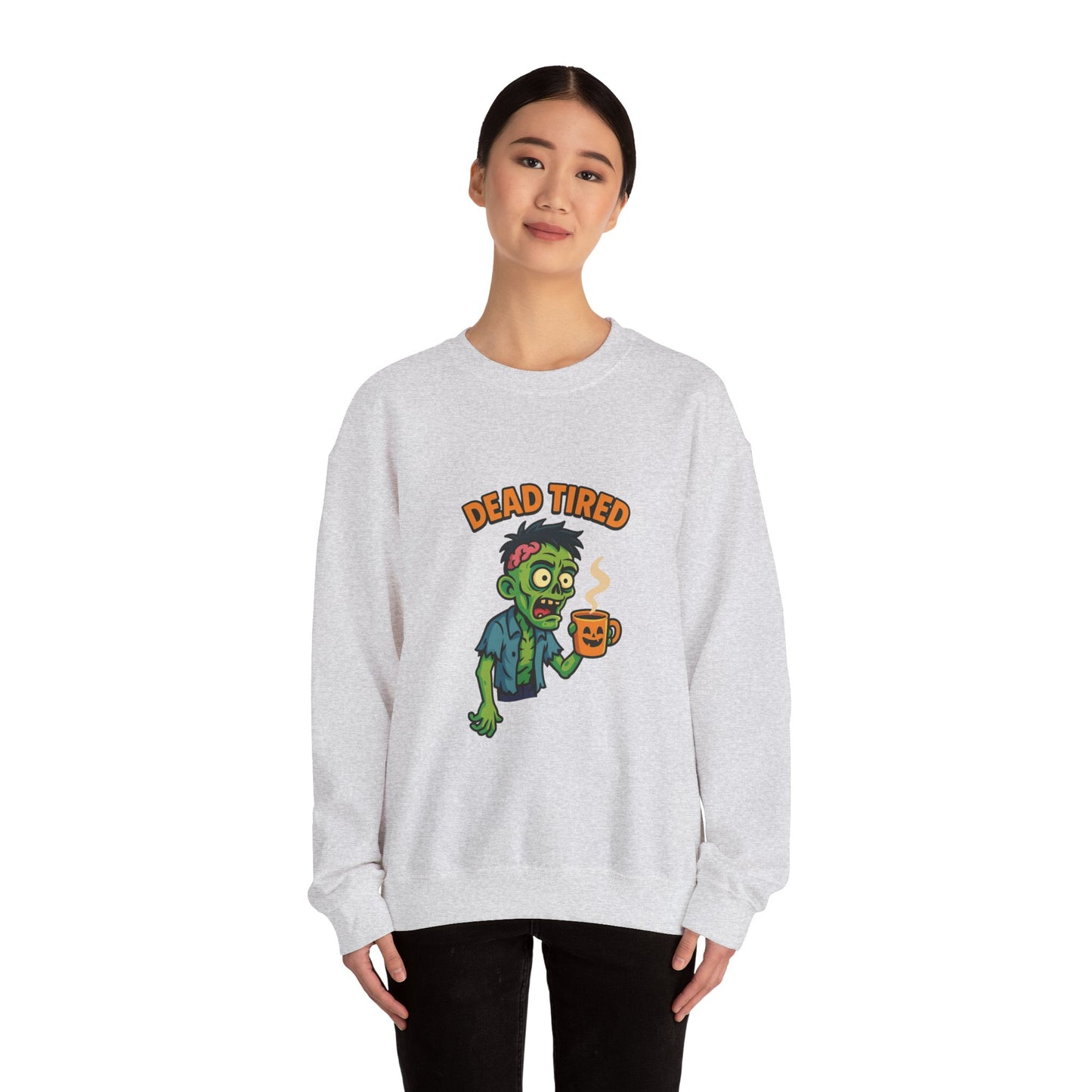 Dead Tired Zombie Sweatshirt, Funny Halloween Crewneck, Spooky Season Apparel