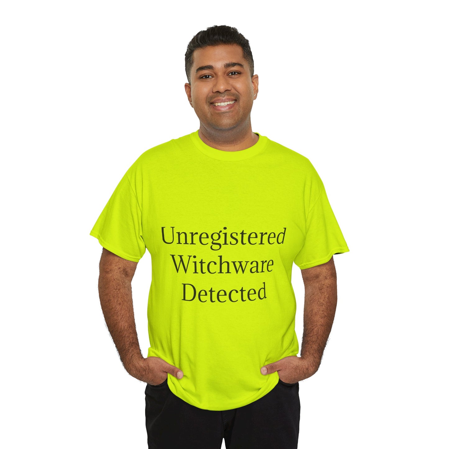 Unisex Heavy Cotton Tee - Unregistered Witchware Detected, Witchy Apparel, Halloween Tee