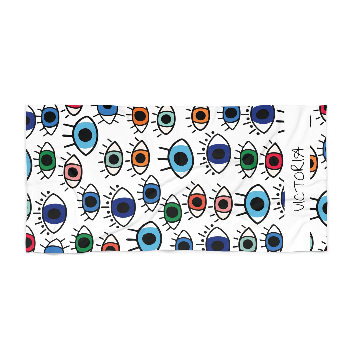 Evil Eye Pattern Beach Towel — Personalized Towel