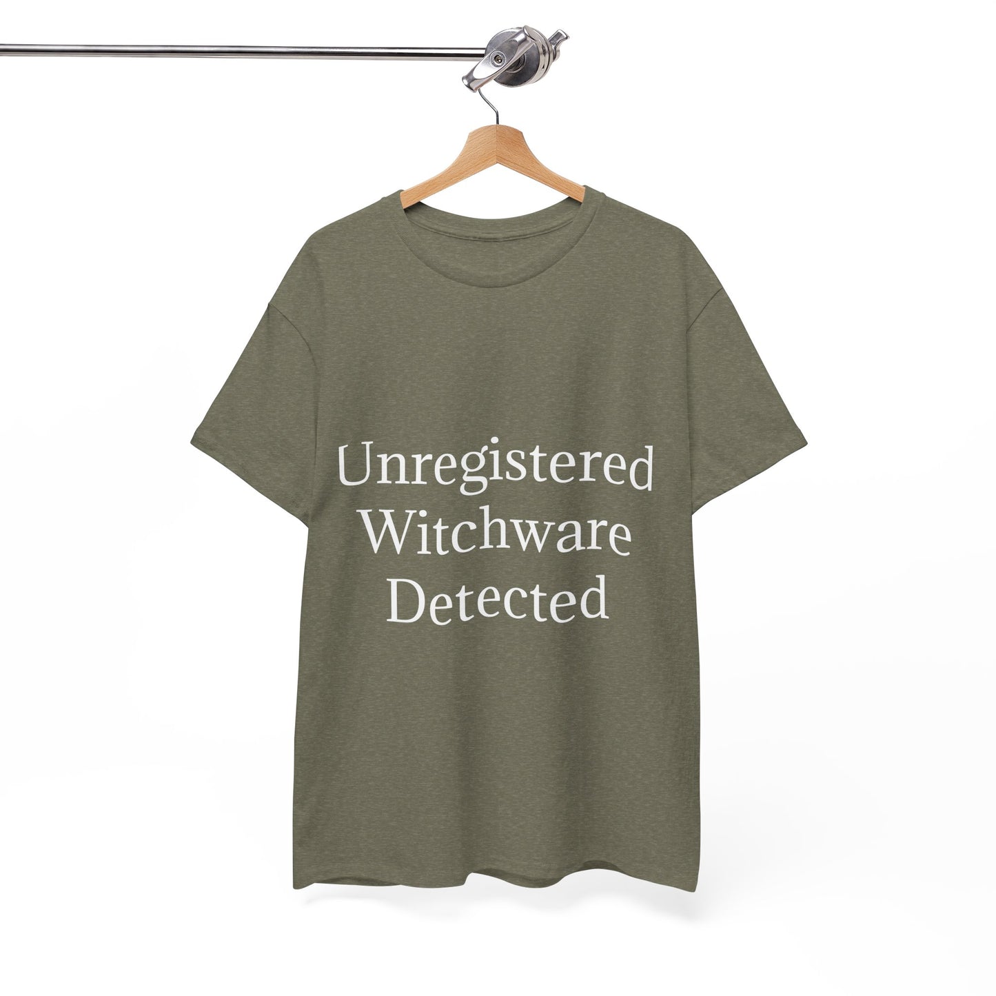 Unisex Heavy Cotton Tee - Unregistered Witchware Detected, Witchy Apparel, Halloween Tee
