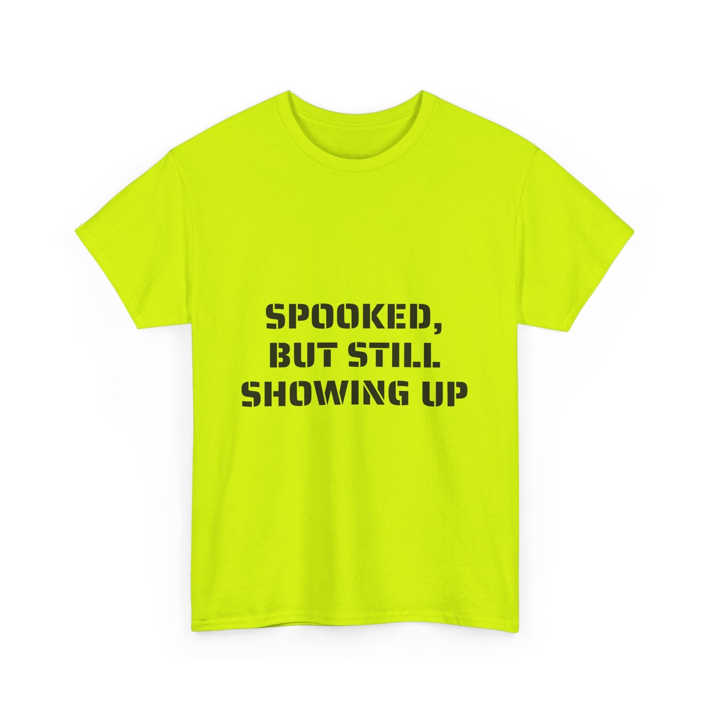 Spooked, But Still Showing Up Unisex Heavy Cotton Tee | Halloween, Funny T-Shirt
