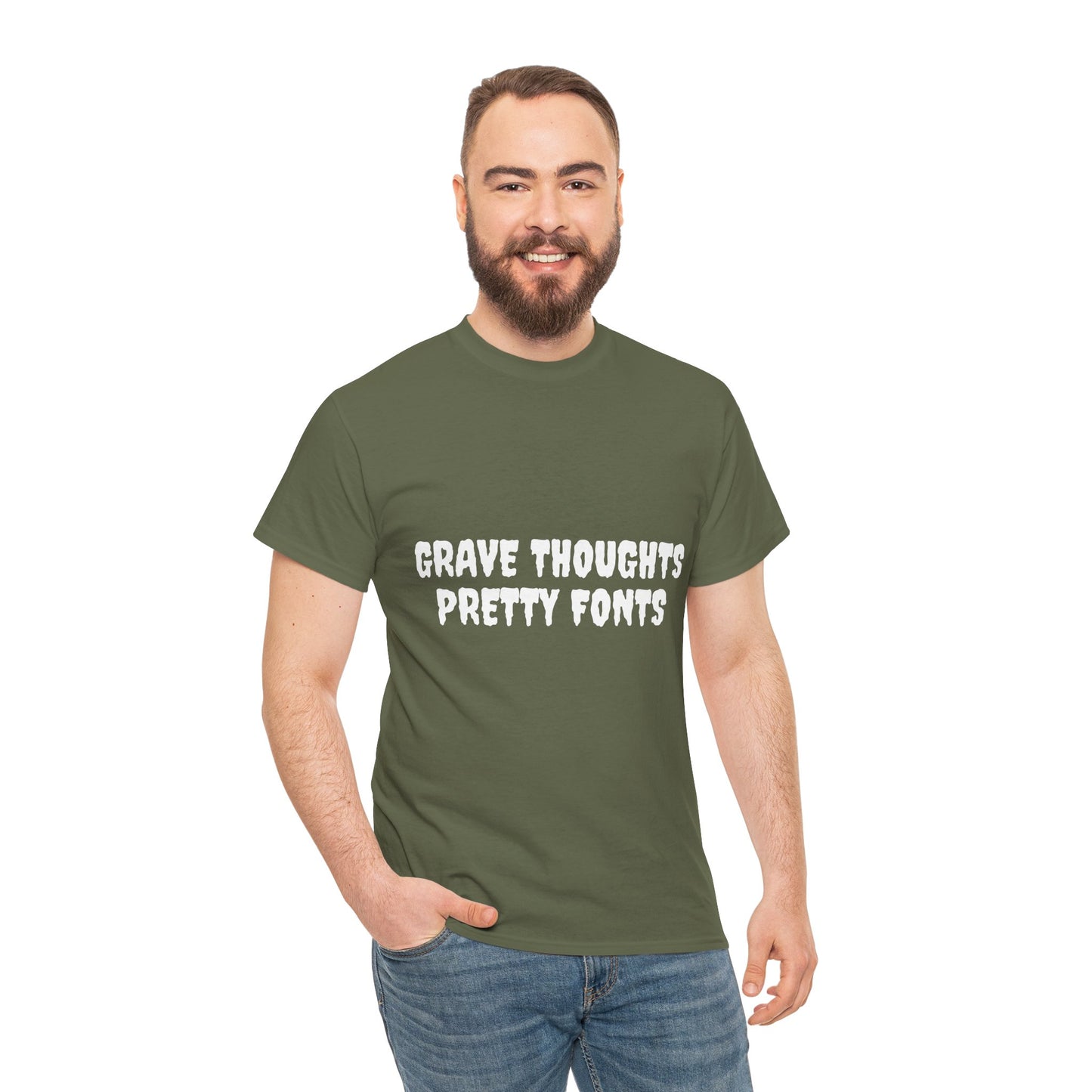 Grave Thoughts Pretty Fonts Tee | Unisex Heavy Cotton T-Shirt for Spooky Season