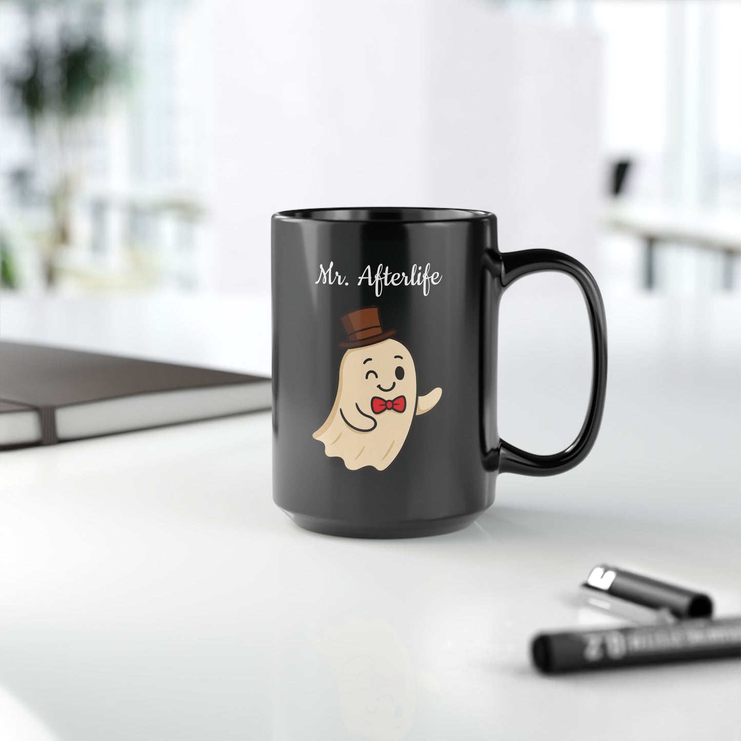Cute Ghost Coffee Mug - Mr. Afterlife, Halloween Gift, Funny Mug, Spooky Decor, Unique Present, Cute Ghost Design