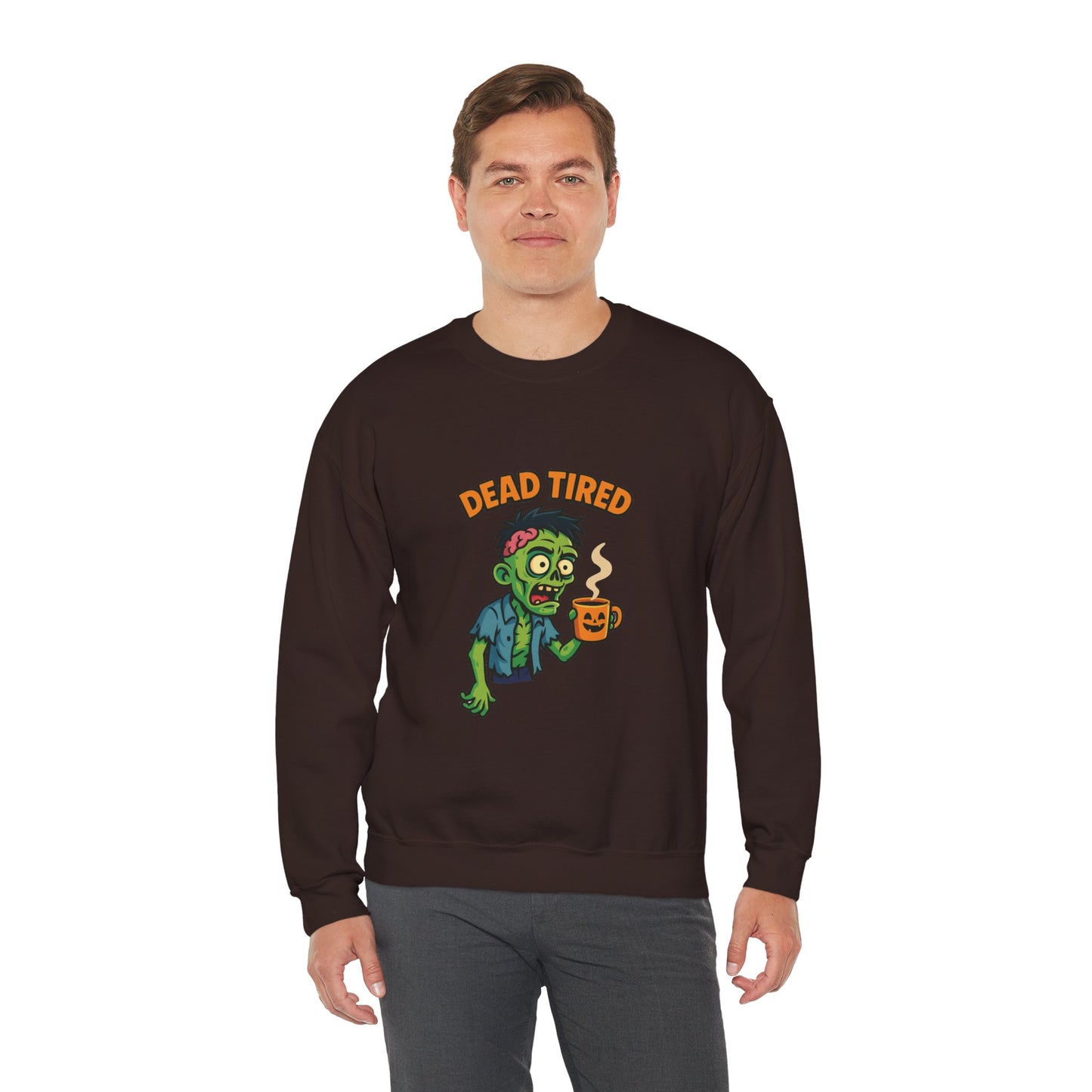 Dead Tired Zombie Sweatshirt, Funny Halloween Crewneck, Spooky Season Apparel