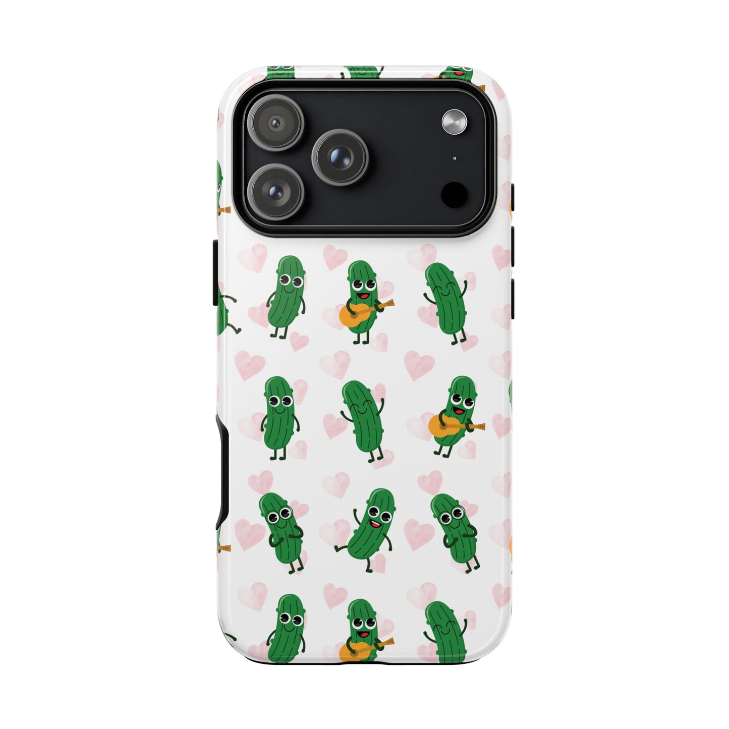 Pickle Pattern Phone Case — Cute Dancing Pickles with Hearts