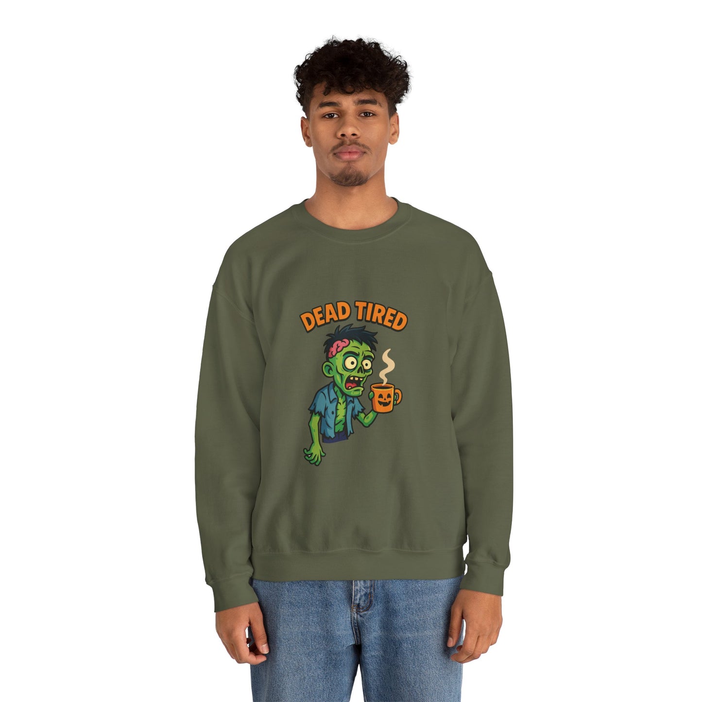 Dead Tired Zombie Sweatshirt, Funny Halloween Crewneck, Spooky Season Apparel