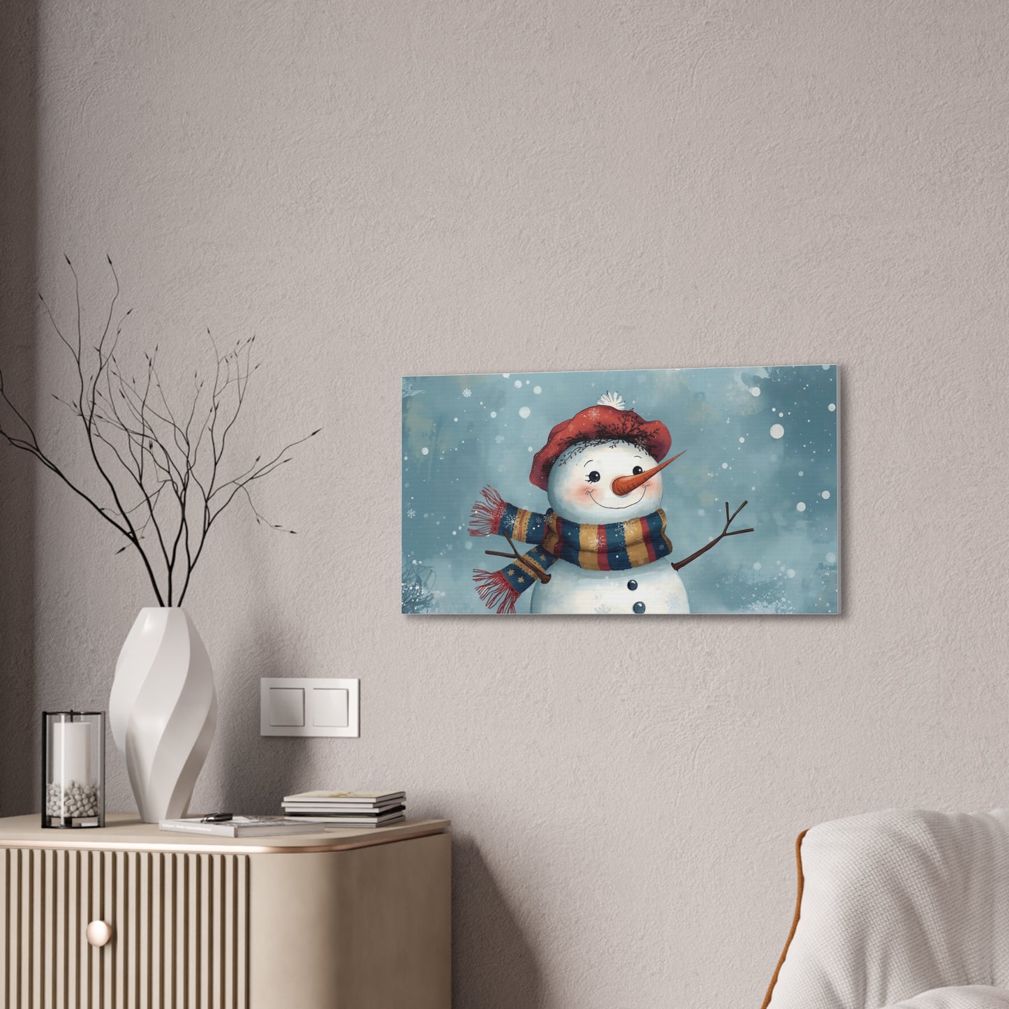 Winter Snowman Canvas Wall Art - Christmas Decoration