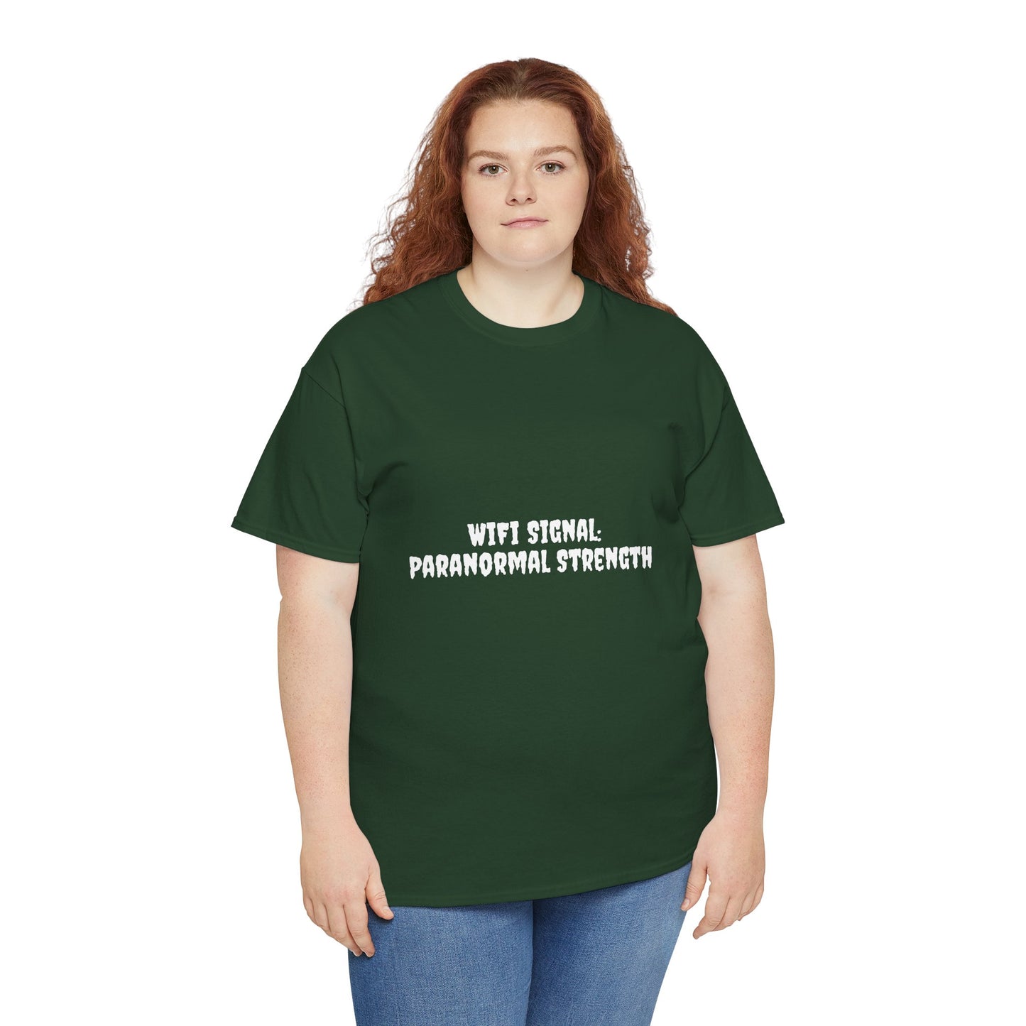 Paranormal Strength Tee, Unisex Heavy Cotton Tee, Funny Wifi Signal T-Shirt, Humor Apparel