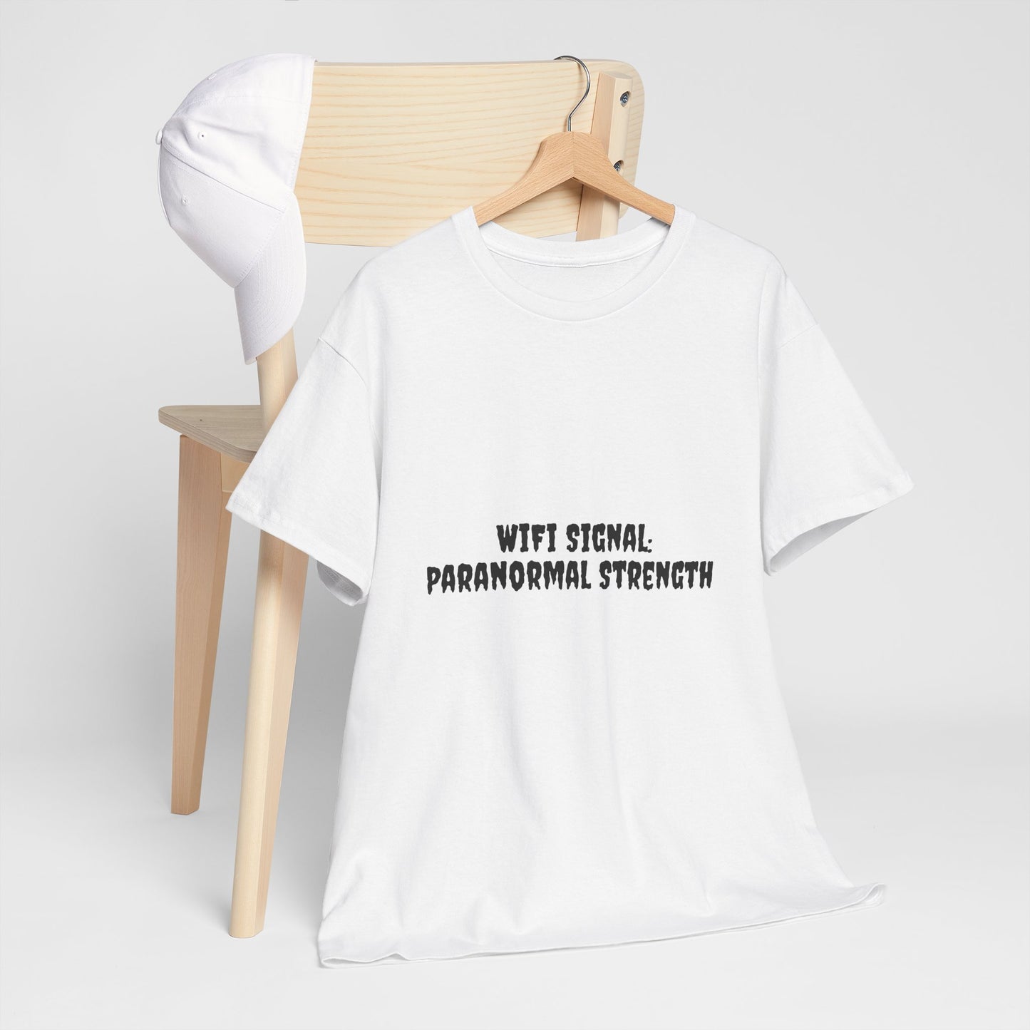 Paranormal Strength Tee, Unisex Heavy Cotton Tee, Funny Wifi Signal T-Shirt, Humor Apparel