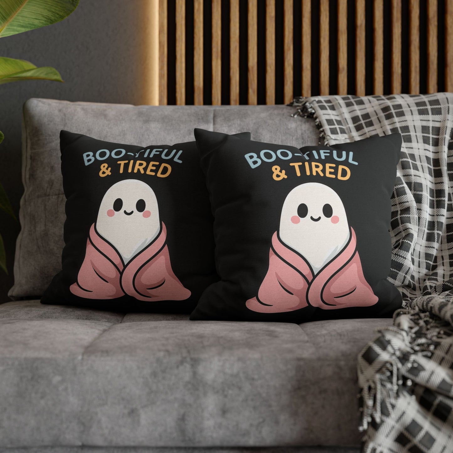 Boo-tiful & Tired Ghost Pillowcase, Halloween Home Decor