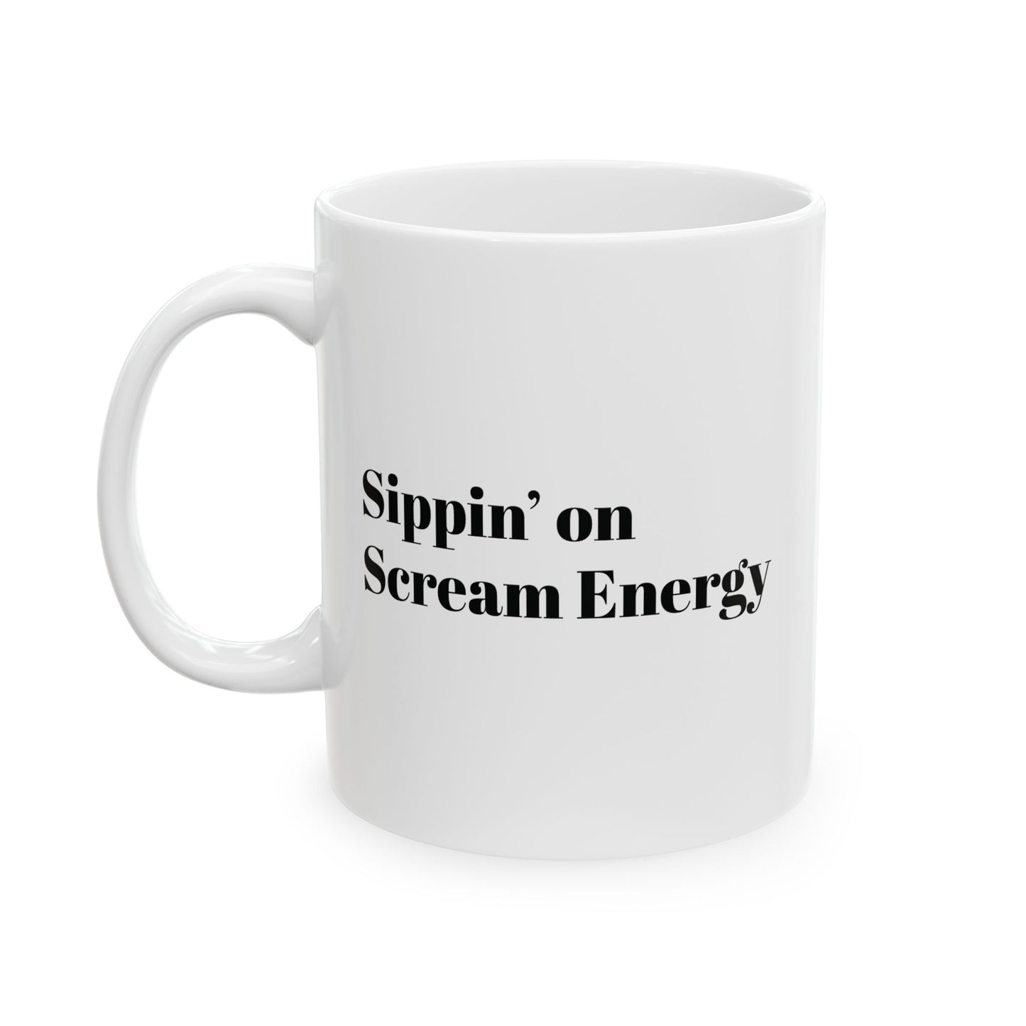 Sippin on Scream Energy-Ceramic Coffee Mug, Halloween Gift