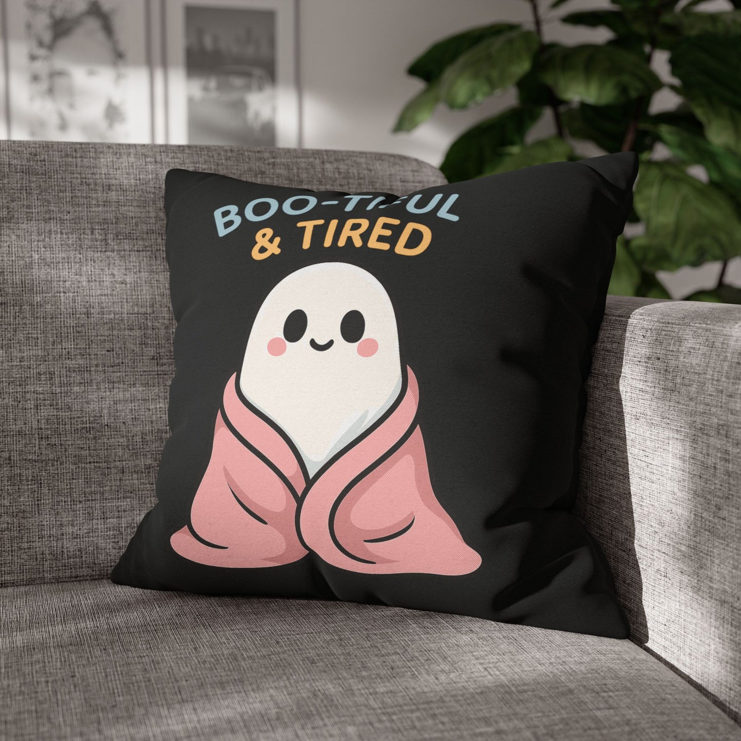 Boo-tiful & Tired Ghost Pillowcase, Halloween Home Decor
