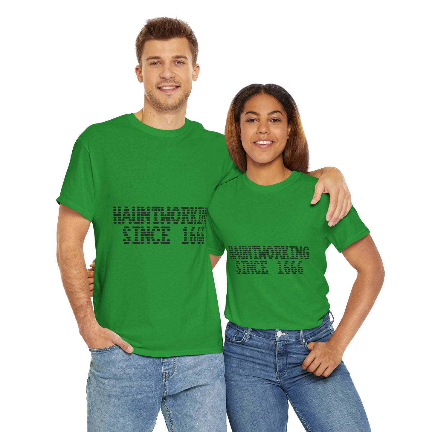 Hauntworking Since 1666-Cotton Tee, Halloween-Themed Tshirt