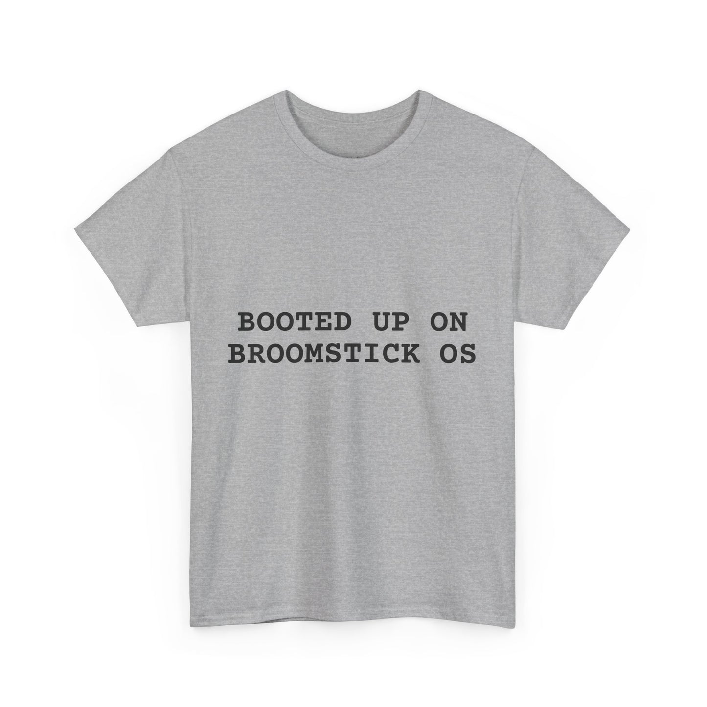 Broomstick OS Tee, Funny Graphic Tee for Tech Lovers, Unisex Cotton T-Shirt