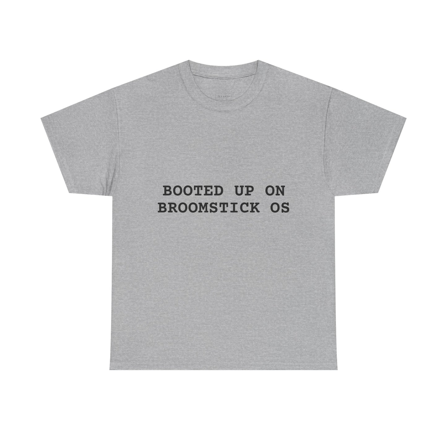 Broomstick OS Tee, Funny Graphic Tee for Tech Lovers, Unisex Cotton T-Shirt