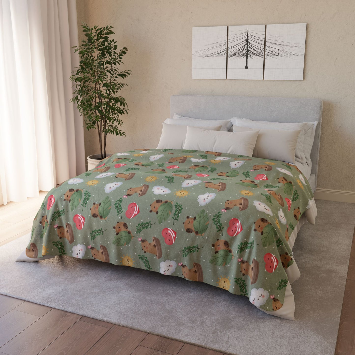 Cute Woodland Animals Sherpa Blanket – Cozy Fleece Throw