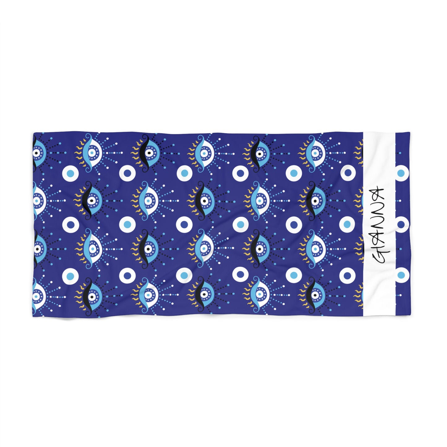 Custom Name Evil Eye Beach Towel — Personalized Beach Towel