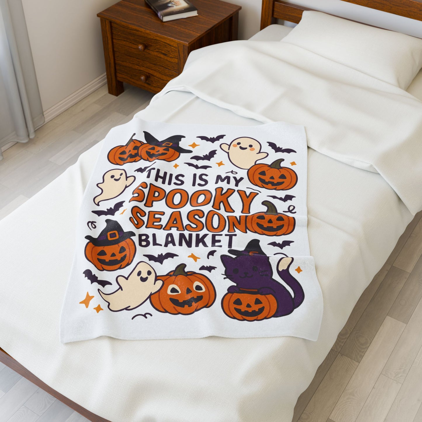 Halloween Themed Velveteen Plush Blanket, Cozy-Spooky Blanket