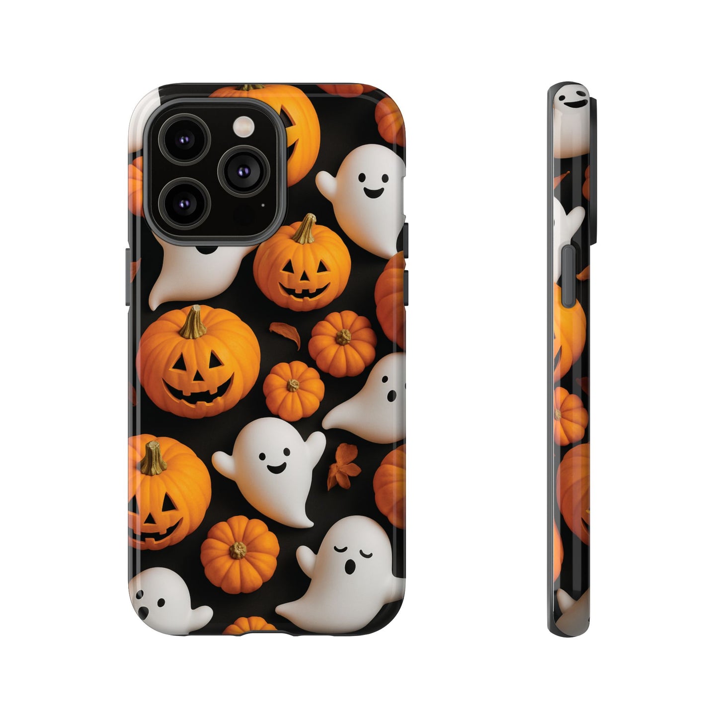 Halloween Phone Case, Spooky Ghosts and Pumpkins Design