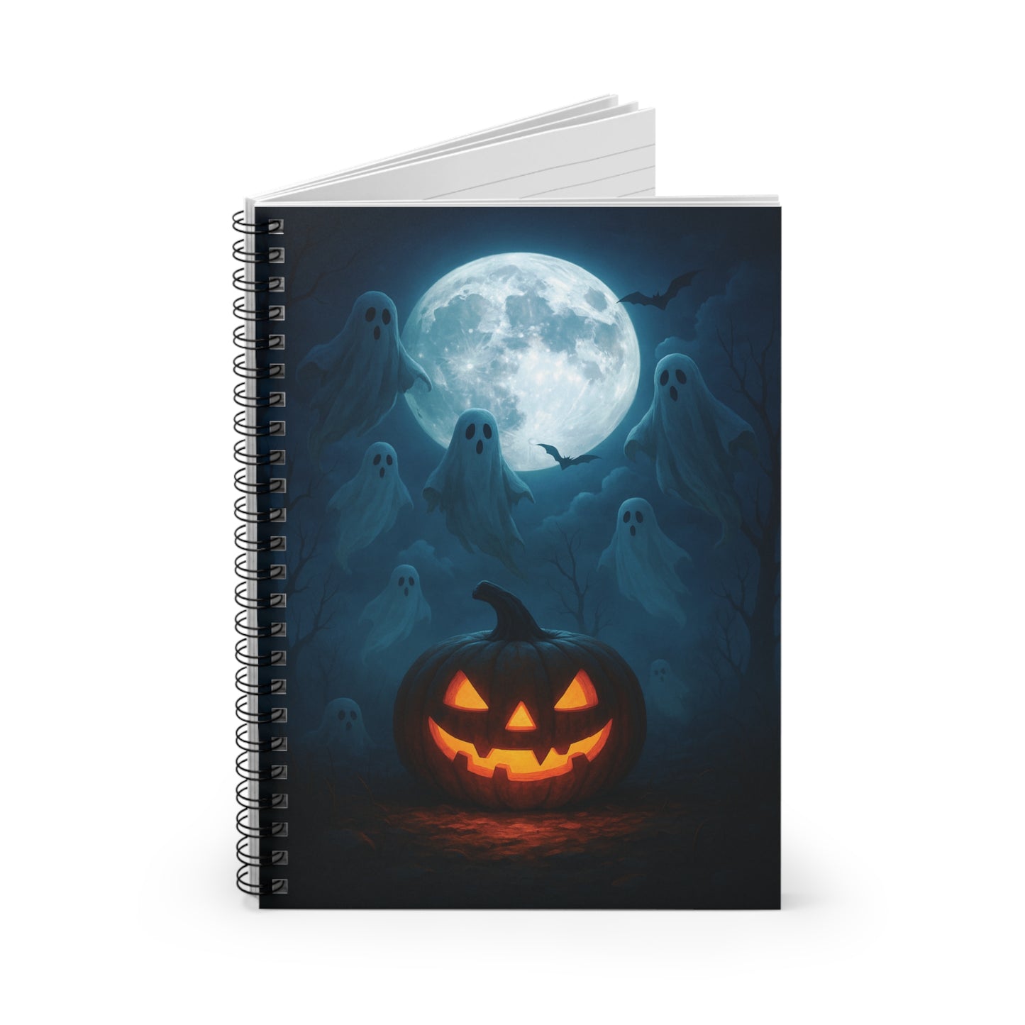 Halloween Spiral Notebook - Spooky Ghosts & Pumpkin Design, Perfect for Journaling, Back to School, Witchy Gifts, Fall Decor, Note Taking