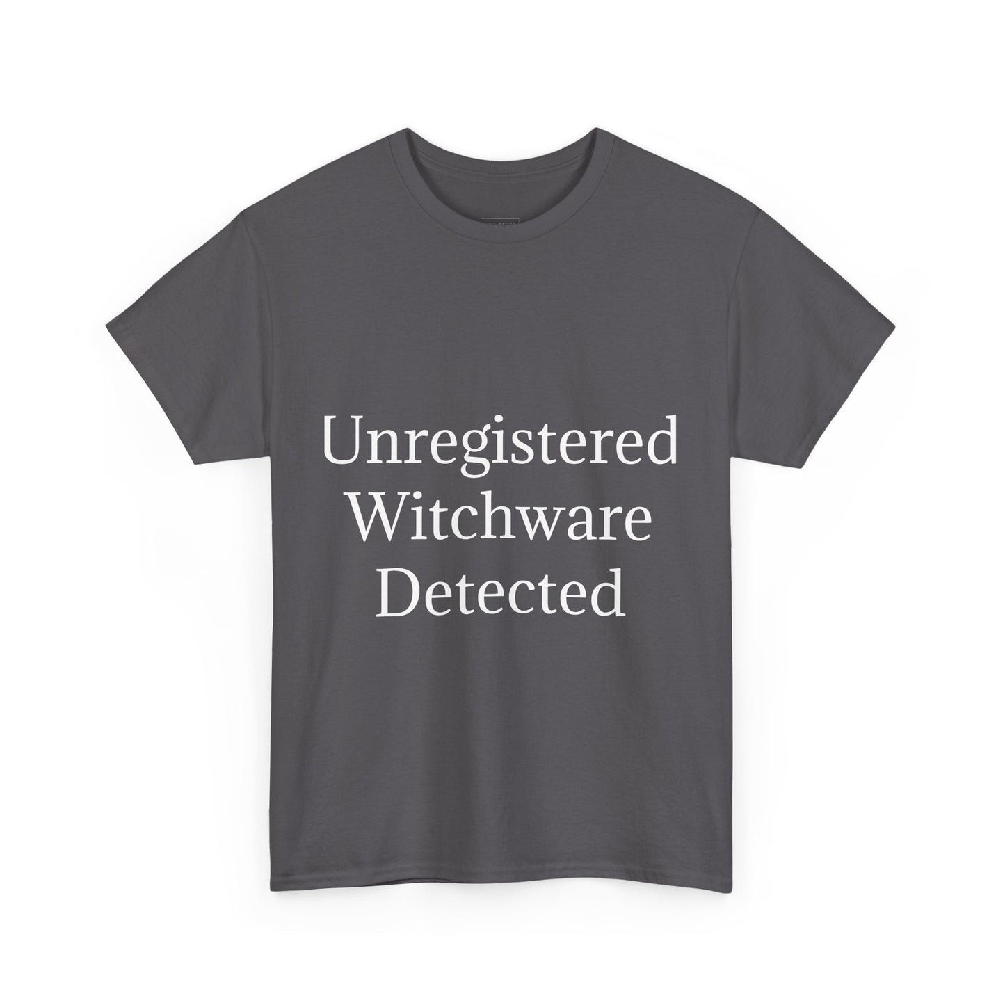 Unisex Heavy Cotton Tee - Unregistered Witchware Detected, Witchy Apparel, Halloween Tee