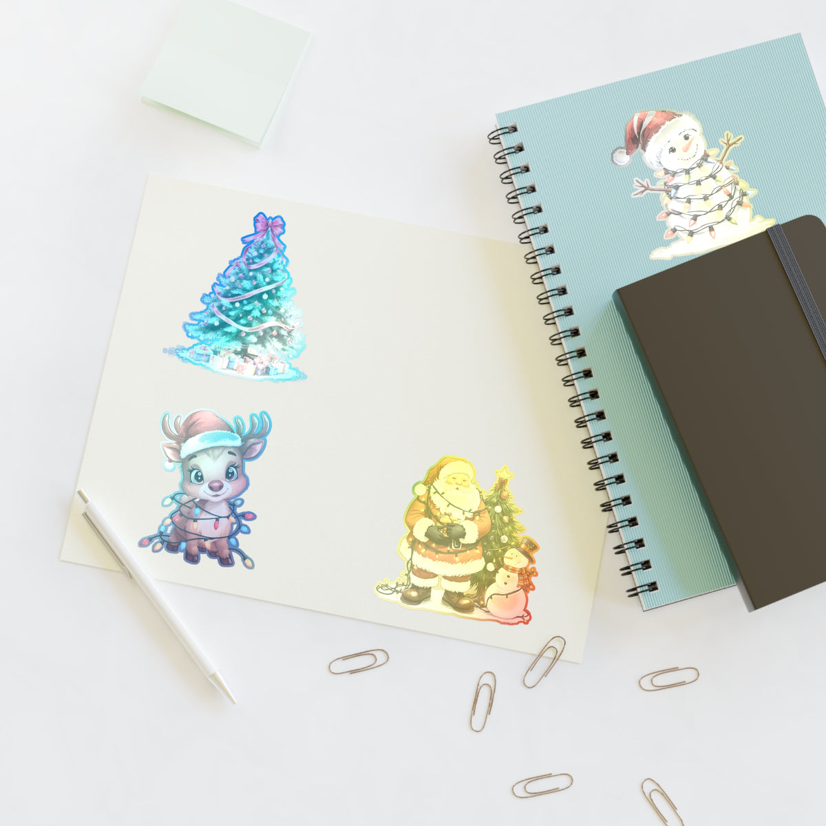 Christmas Sticker Sheet — Santa, Reindeer, Snowman & Tree Holiday Stickers