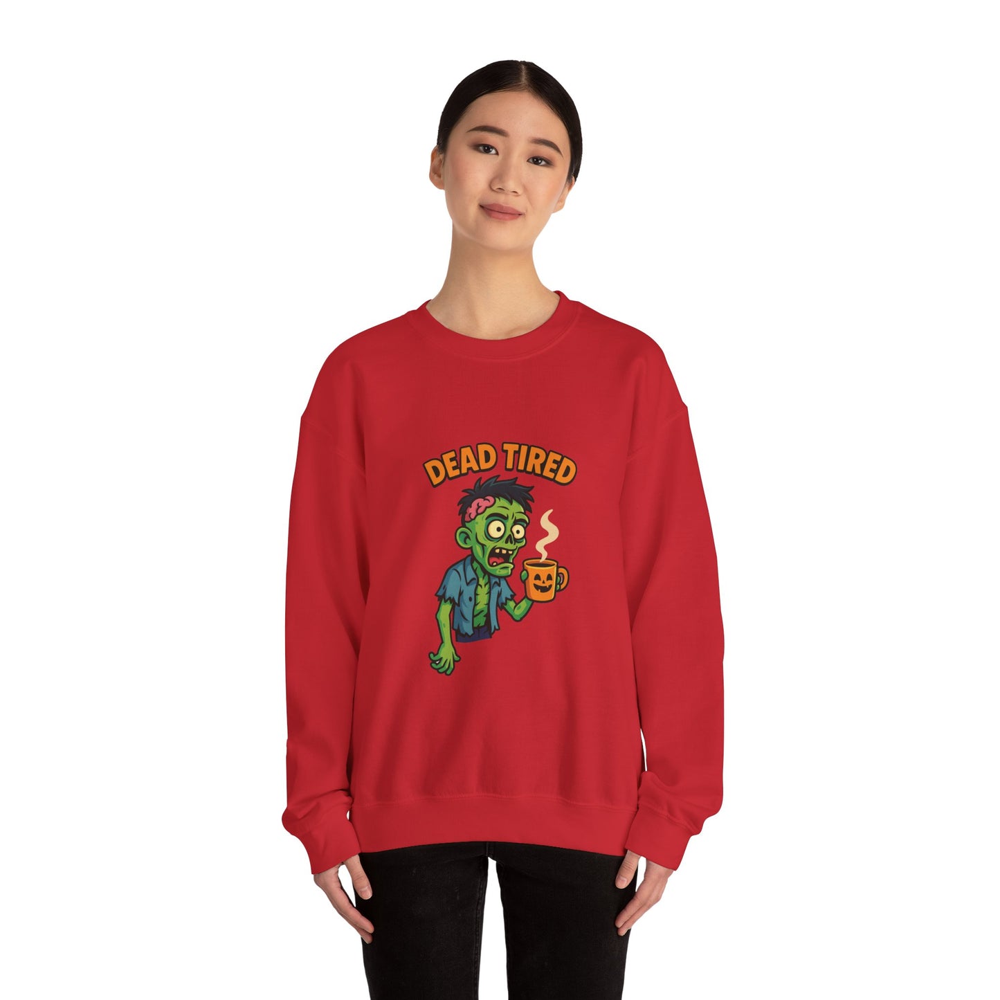 Dead Tired Zombie Sweatshirt, Funny Halloween Crewneck, Spooky Season Apparel