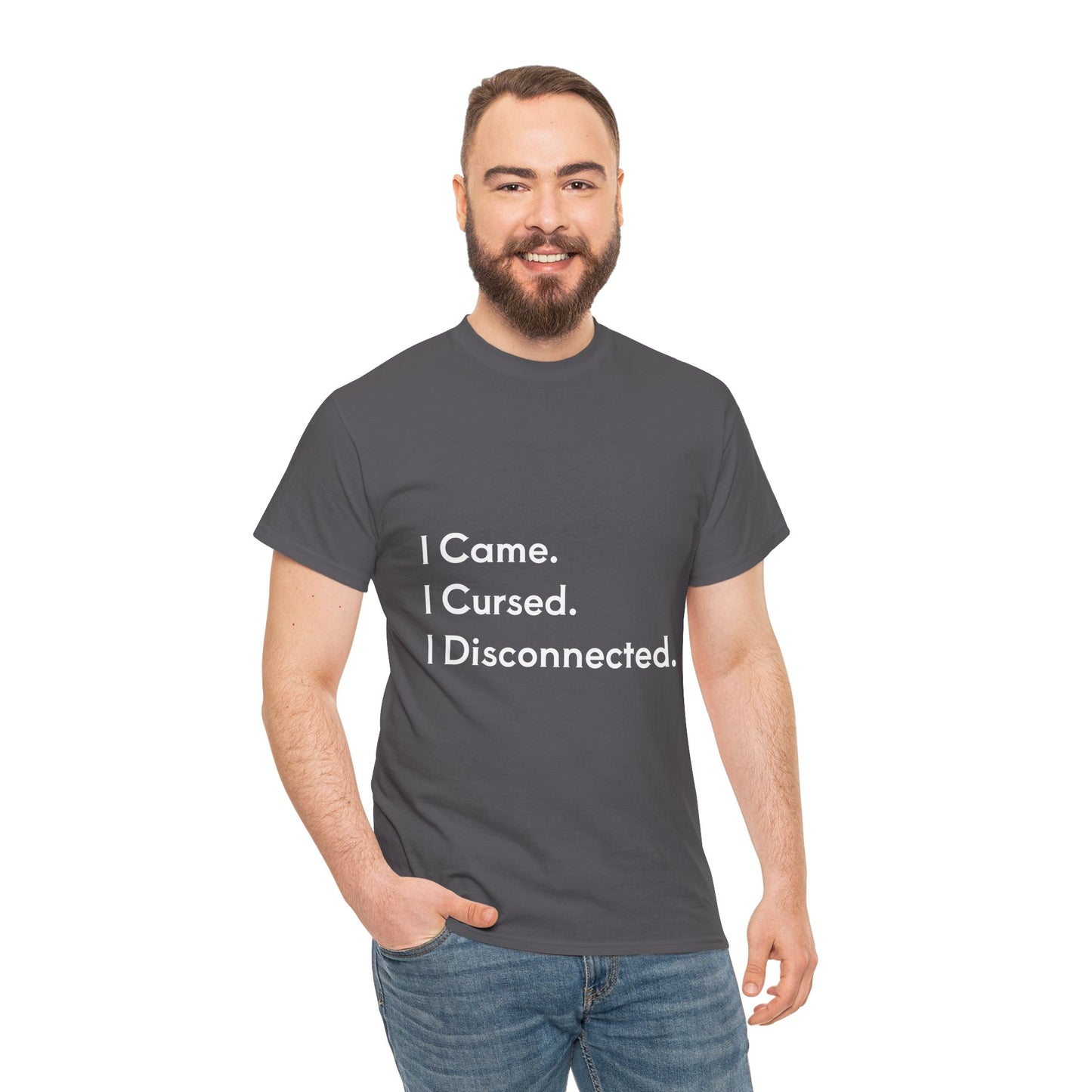 I Came I Cursed I Disconnected Unisex Heavy Cotton Tee, Funny Halloween T-Shirt