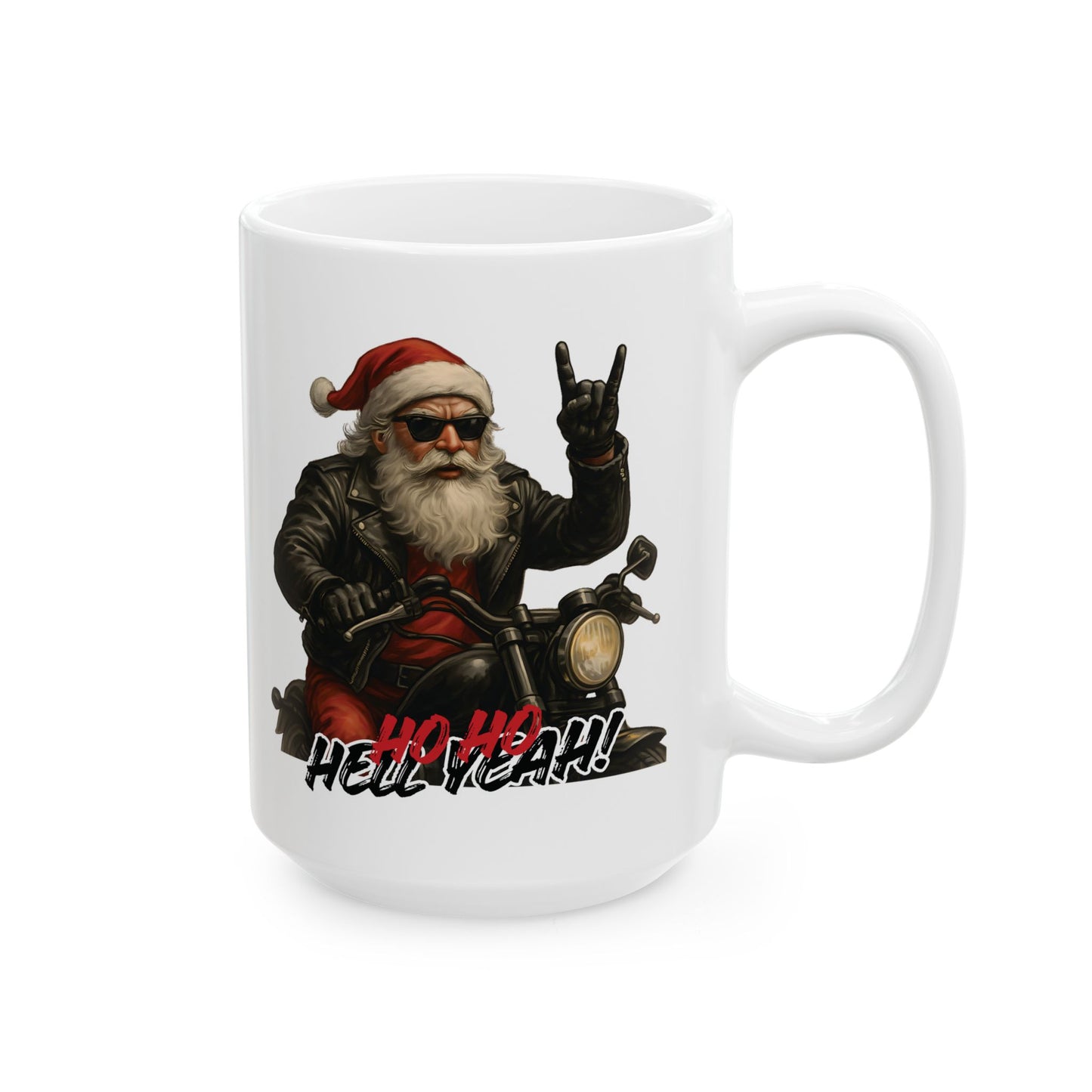 Rocker Santa Ceramic Mug — Funny Christmas Coffee Cup (11oz & 15oz)