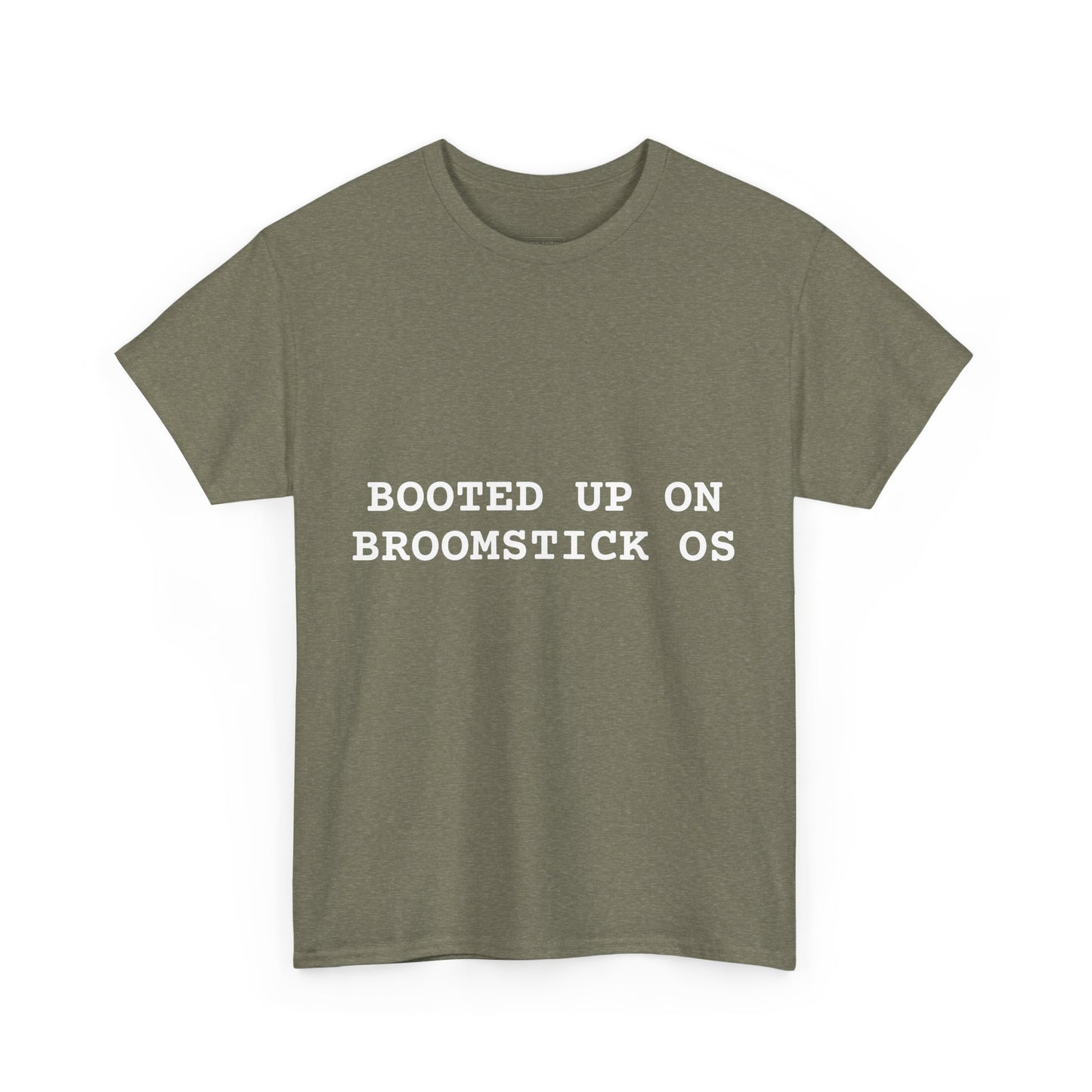Broomstick OS Tee, Funny Graphic Tee for Tech Lovers, Unisex Cotton T-Shirt