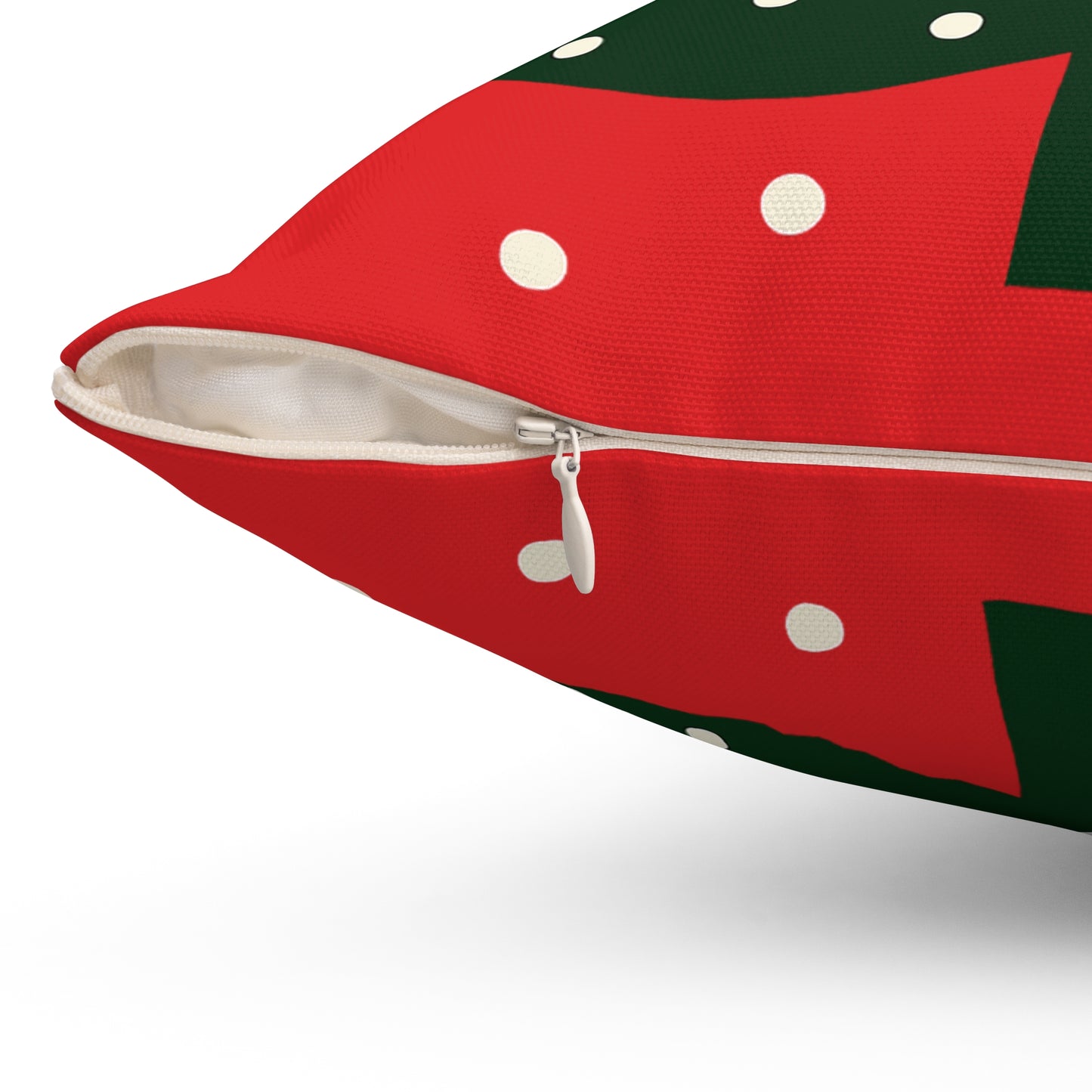Merry Christmas Tree Holiday Pillow — Red Spun Polyester Square Throw Pillow