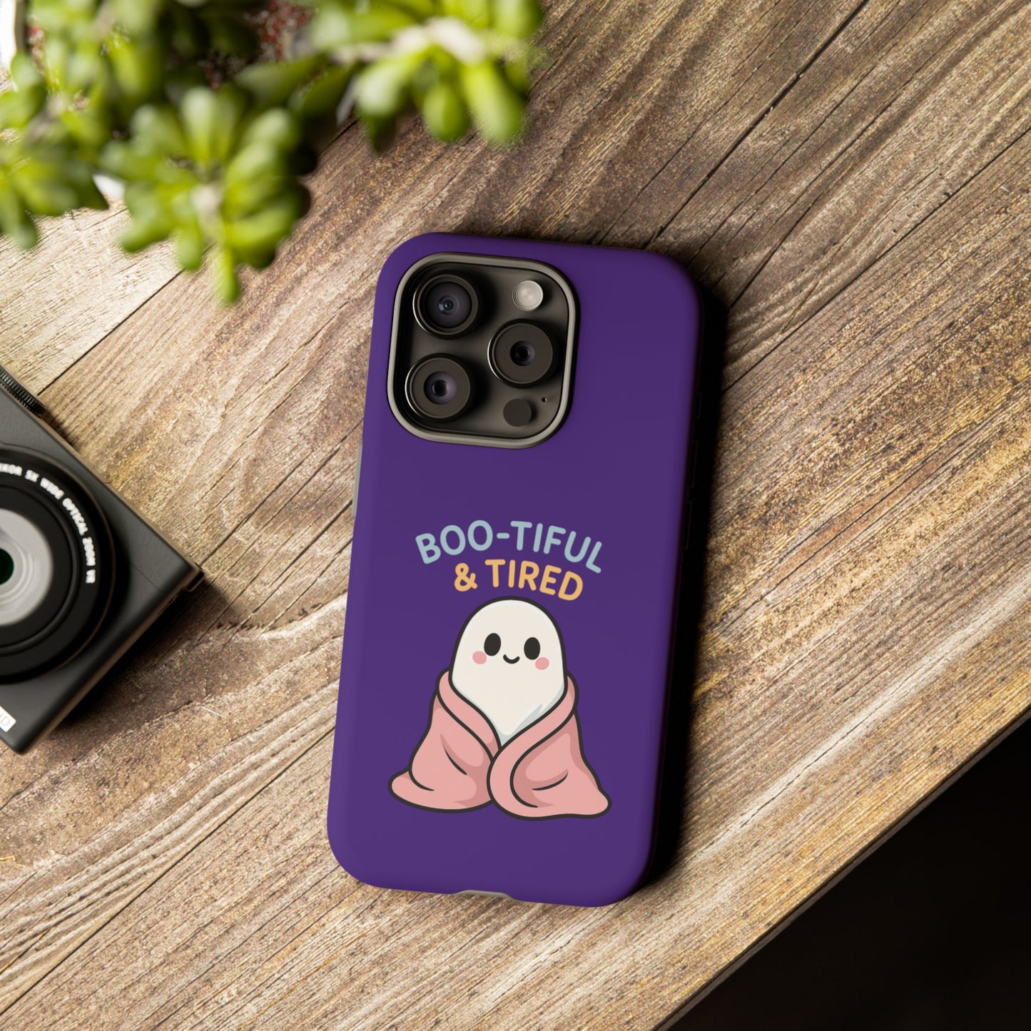 Boo-Tiful & Tired Phone Case, Halloween-Themed Design