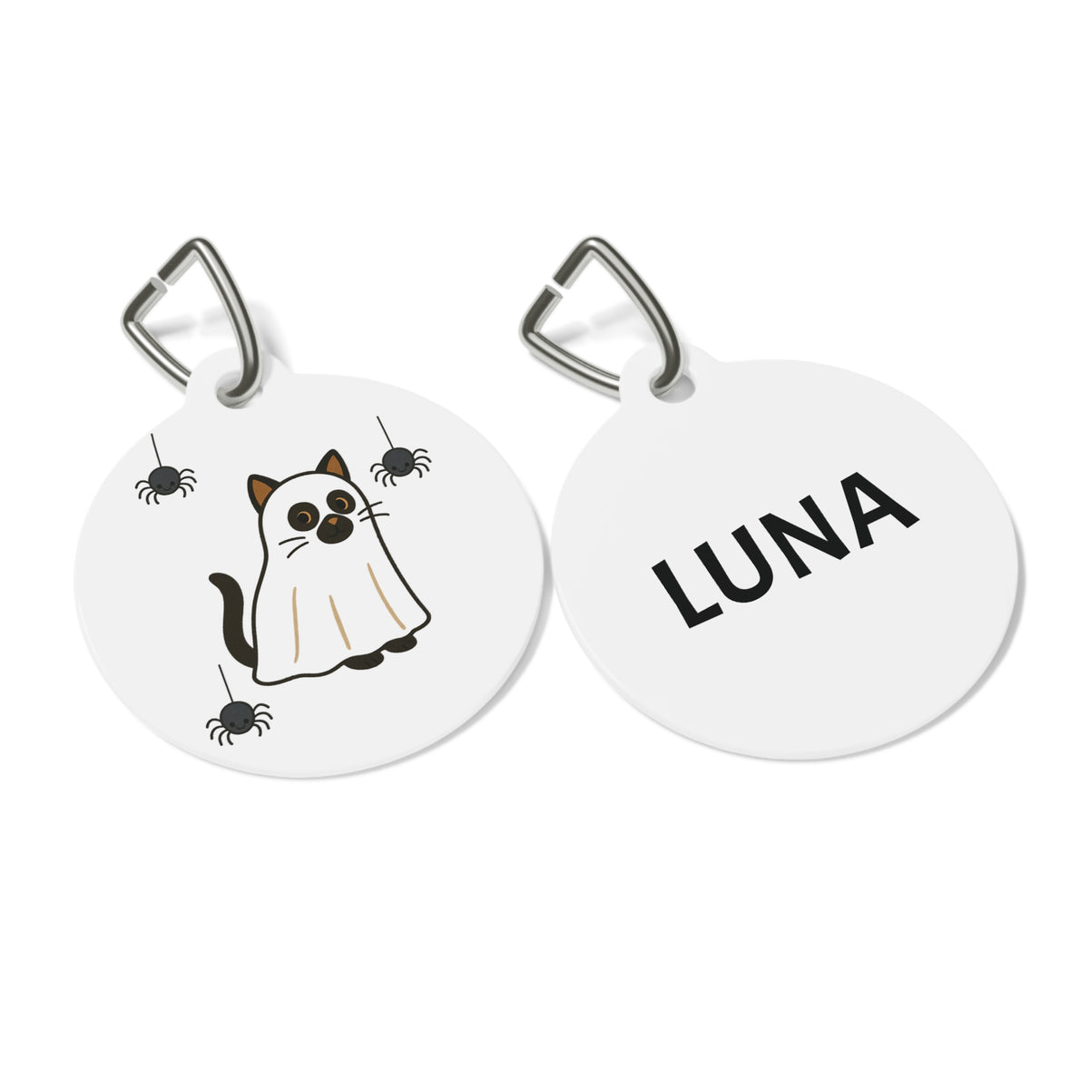 Personalized Spooky Cat Pet Tag - Halloween Kitty ID Tag, Cute Pet Accessory