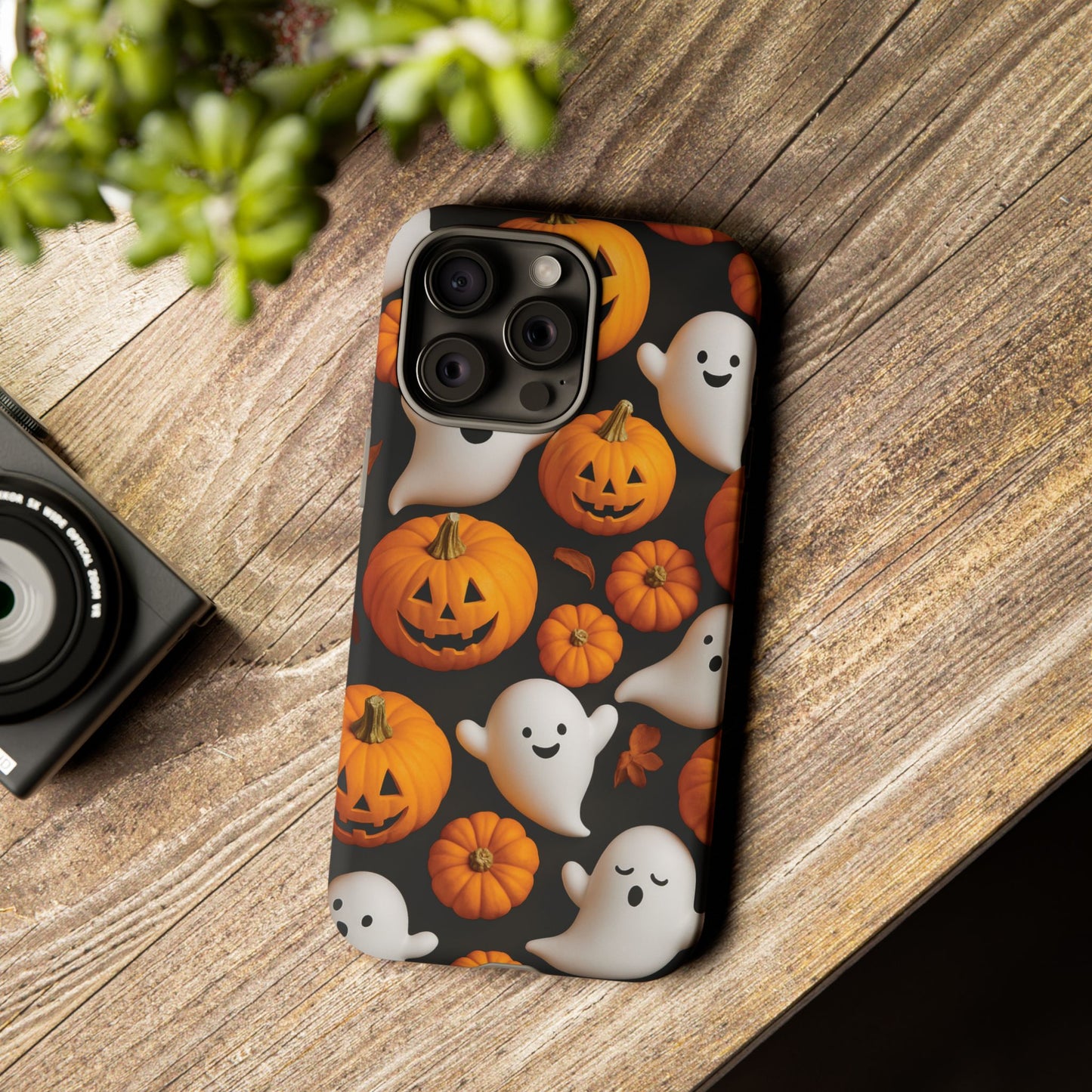 Halloween Phone Case, Spooky Ghosts and Pumpkins Design