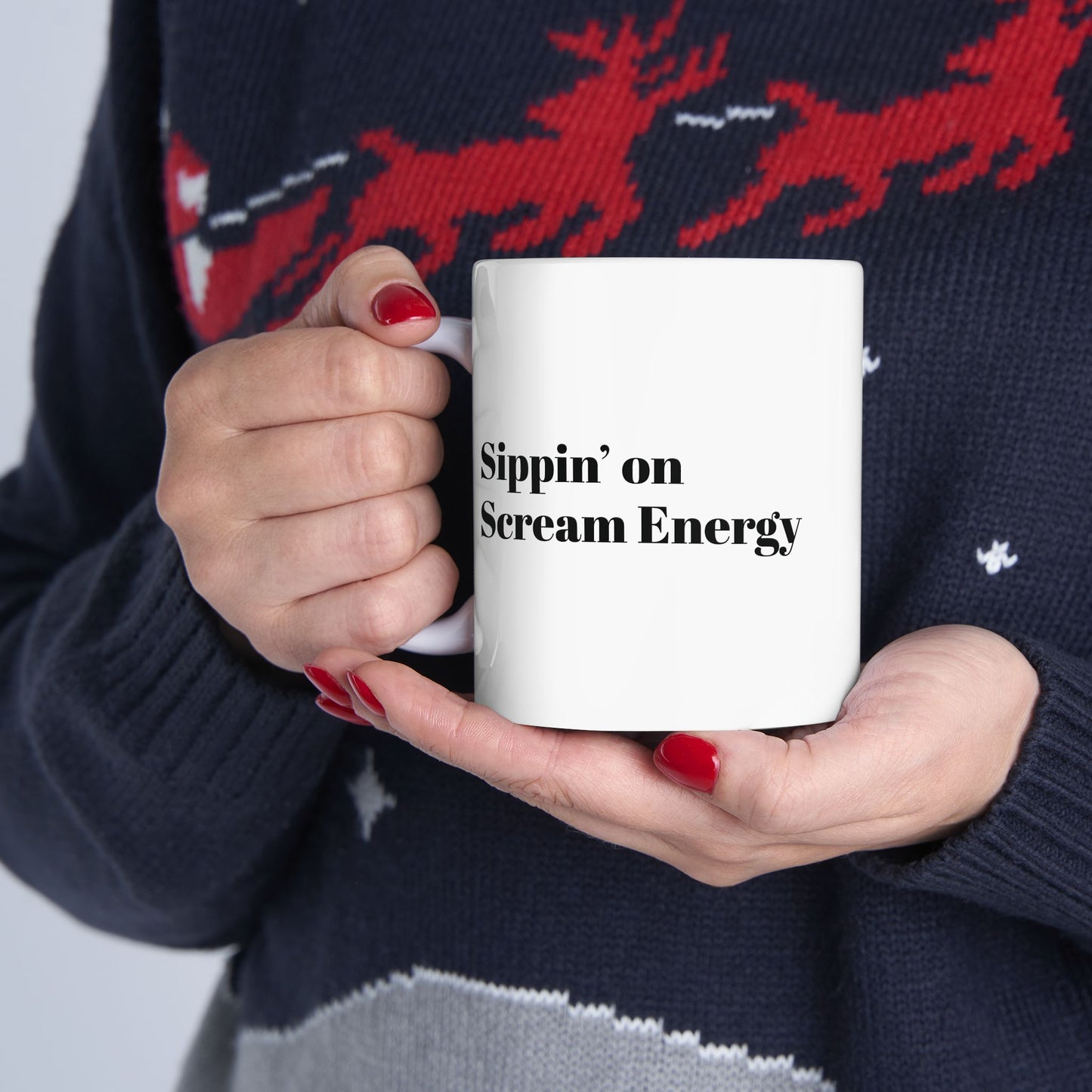 Sippin on Scream Energy-Ceramic Coffee Mug, Halloween Gift