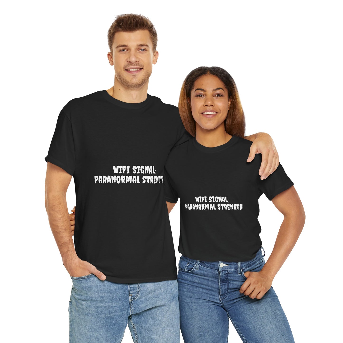 Paranormal Strength Tee, Unisex Heavy Cotton Tee, Funny Wifi Signal T-Shirt, Humor Apparel